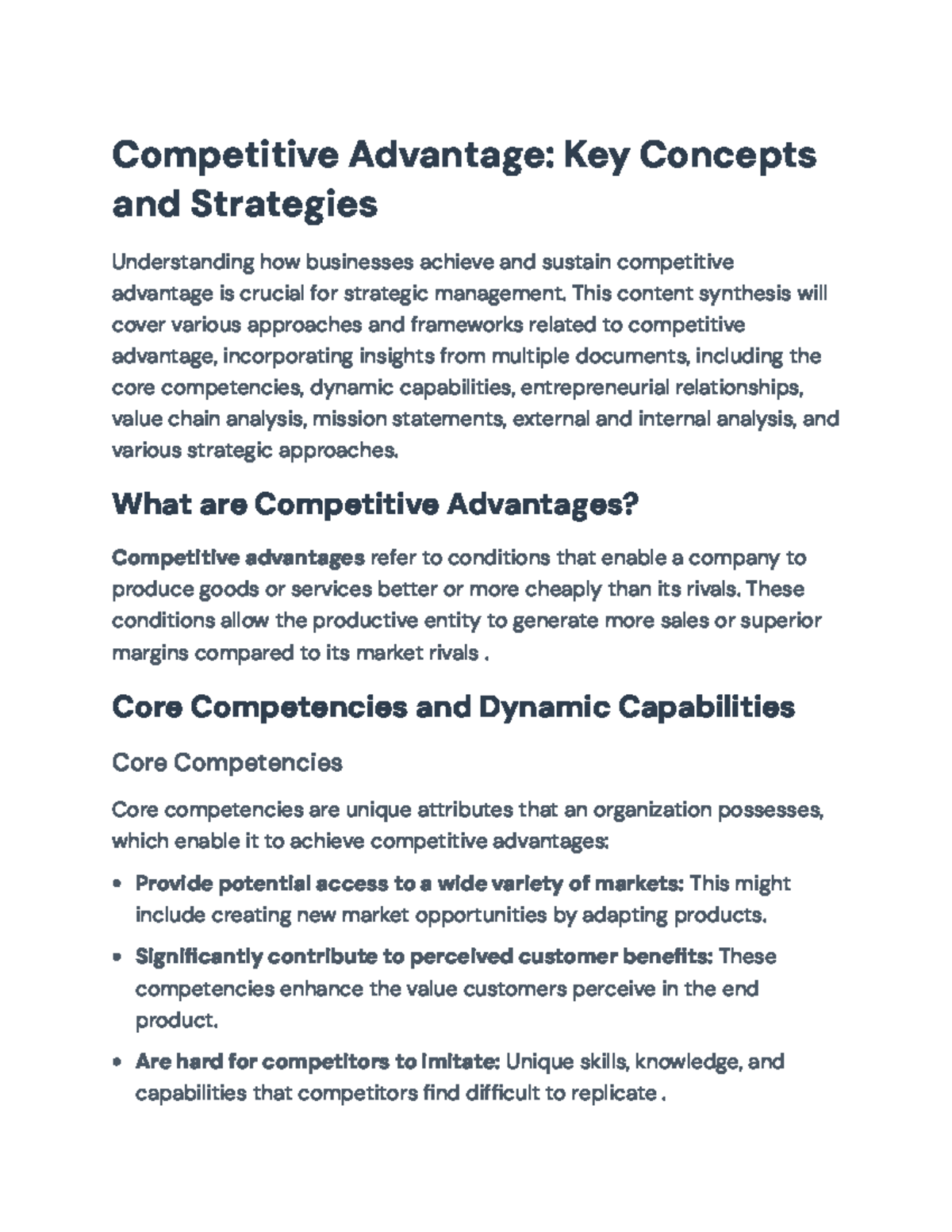 Competitive Advantage Strategies: Concepts & Analysis for BUS301 ...