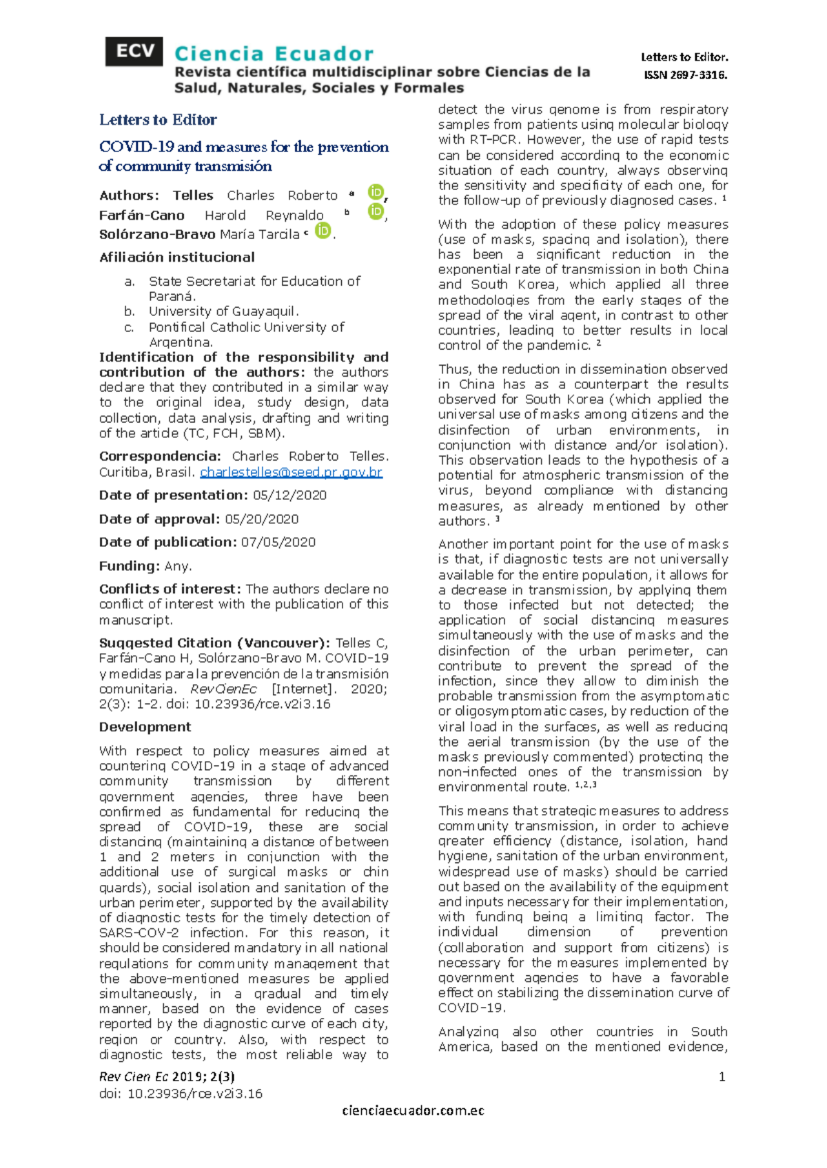 RCE Letter: COVID-19 Community Transmission Prevention Strategies - Studocu