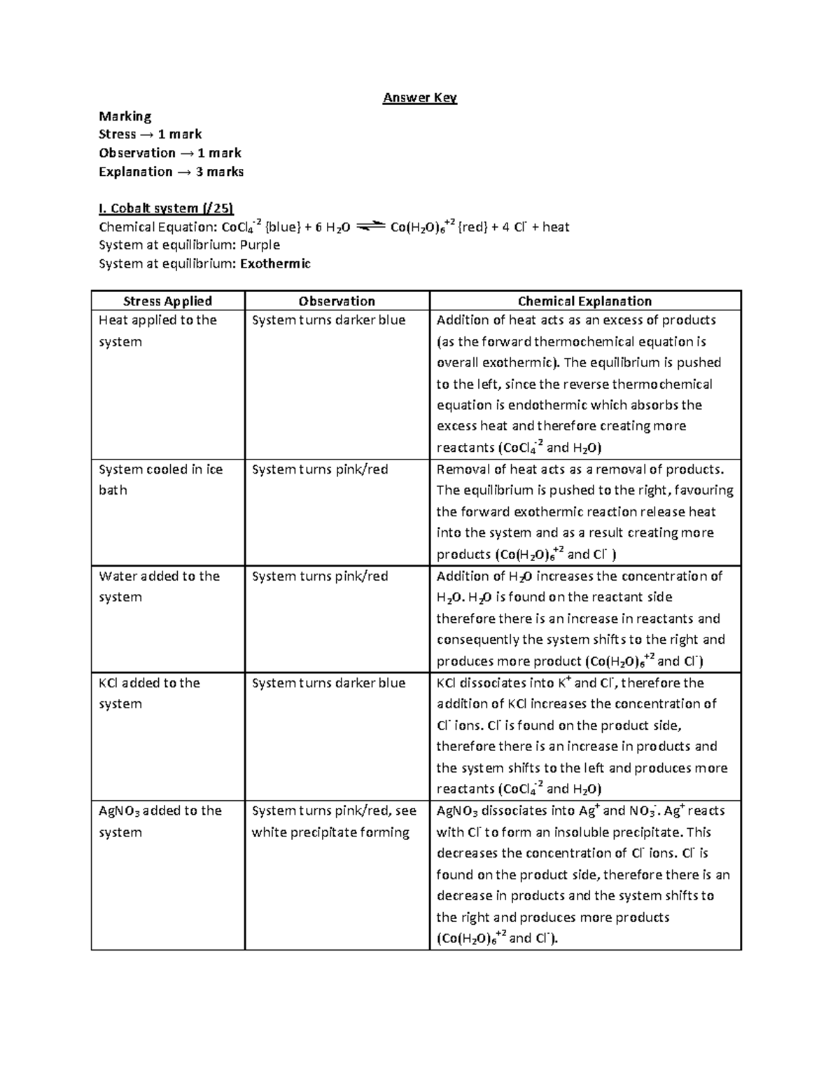 Le Chatelier Virtual Lab - Answer Key for Chemistry 101 - Studocu