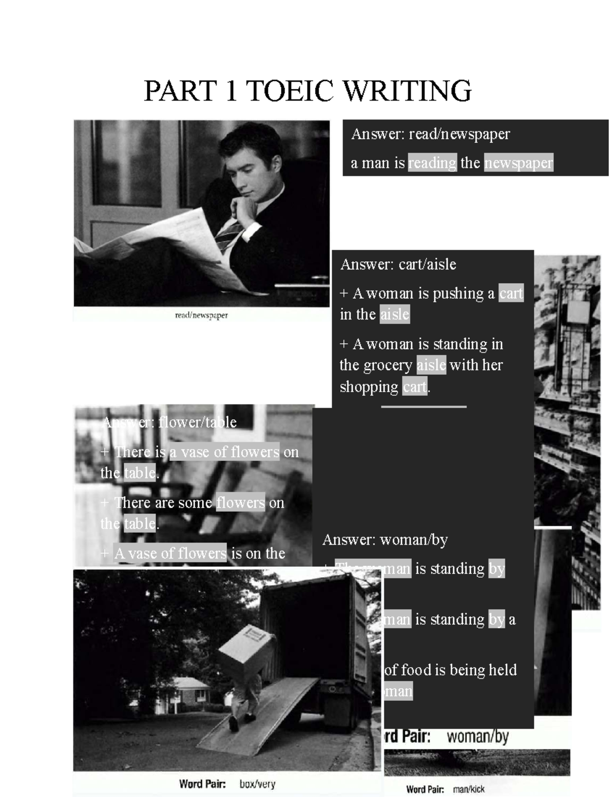 PART 1 TOEIC Writing Practice: Descriptive Answers - Studocu