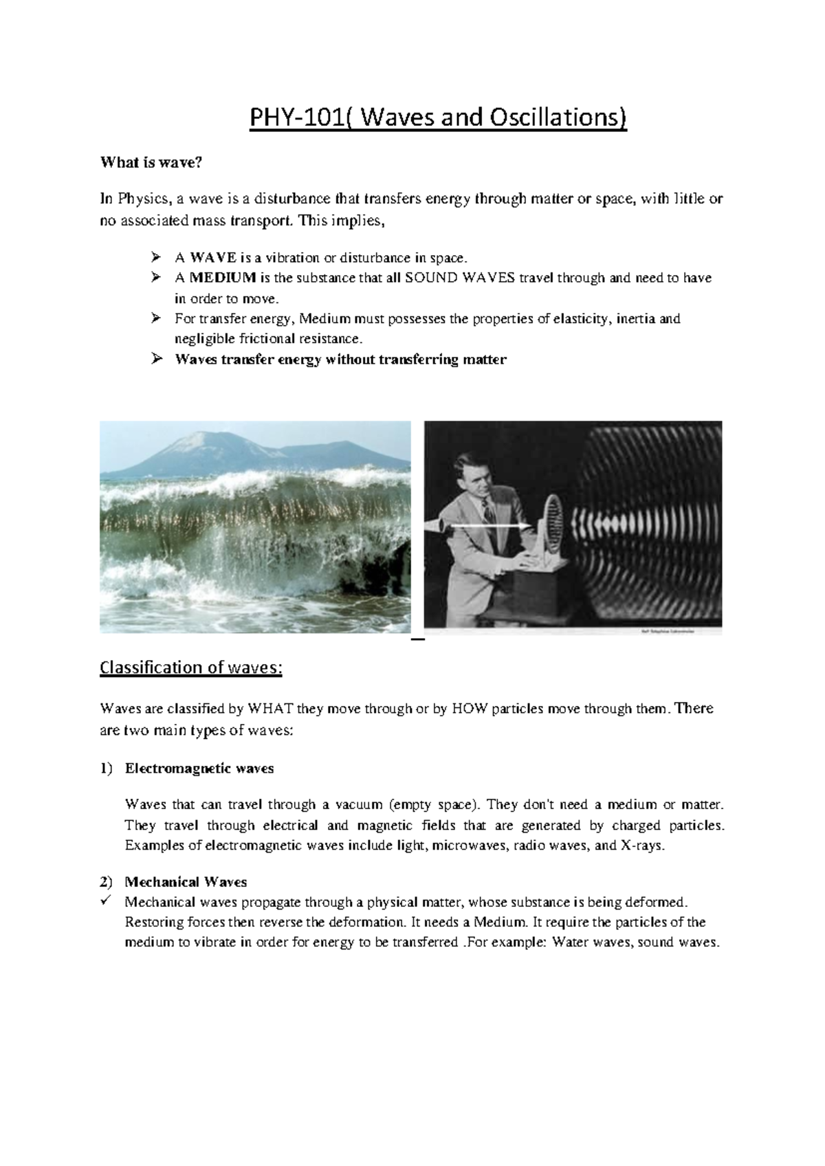 PHY-101 waves and oscillation - PHY-101( Waves and Oscillations) What ...