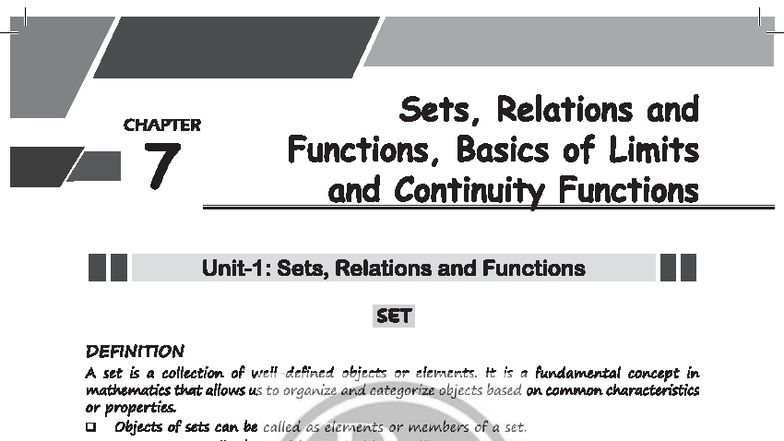 Sets, Relations and Functions: Chapter 7 - Basics of Limits and ...