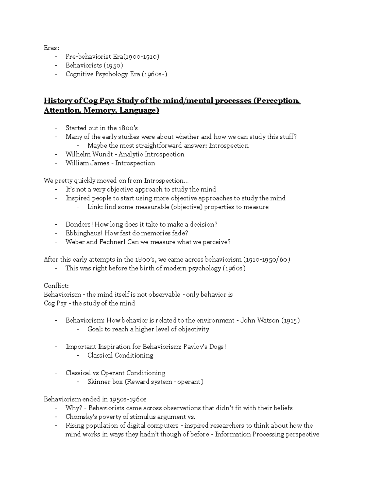 PSY 200 Exam 1 Review: Behaviorism & Cognitive Psychology Insights ...