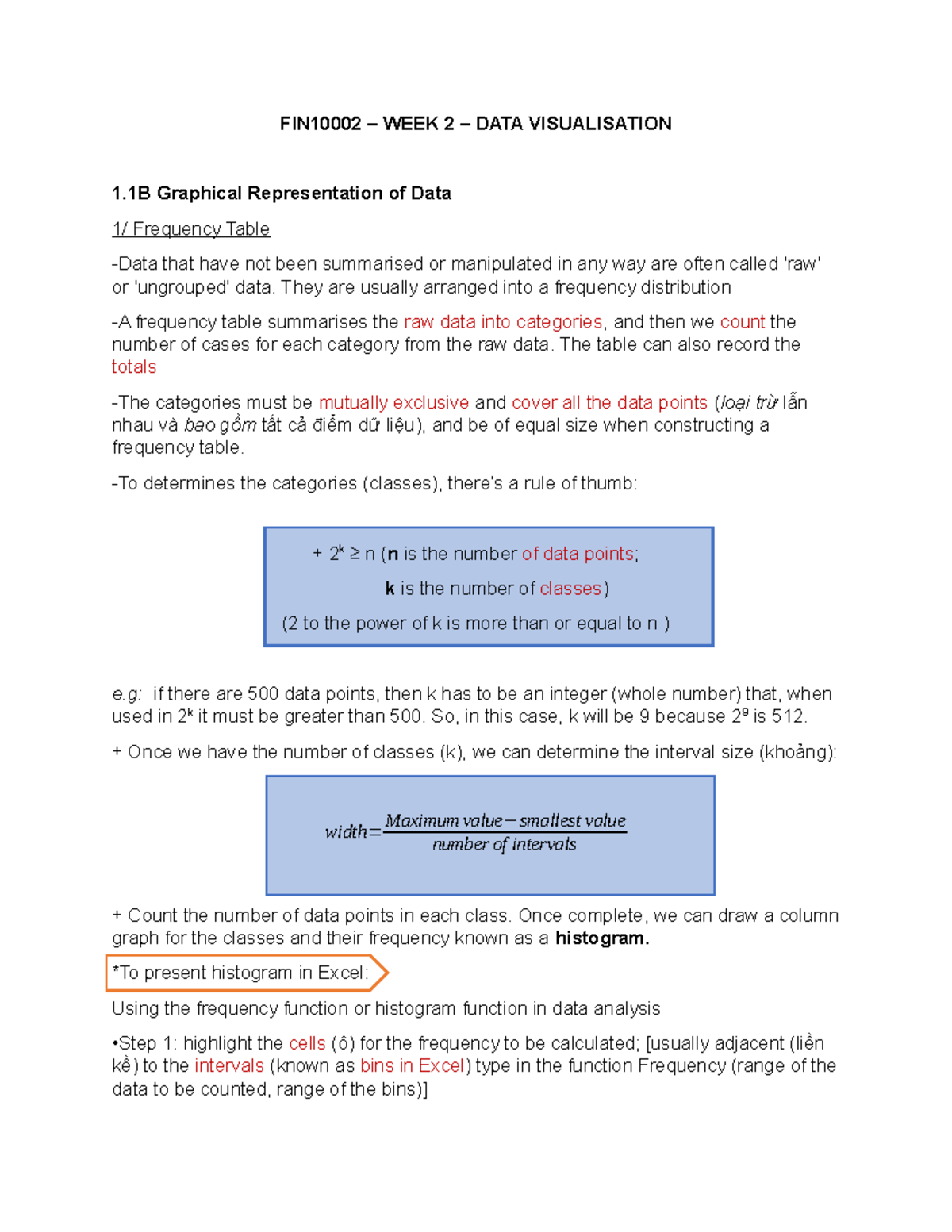 FIN10002 - WEEK 2 - DATA VISUALISATION & DISTRIBUTION NOTES - Studocu