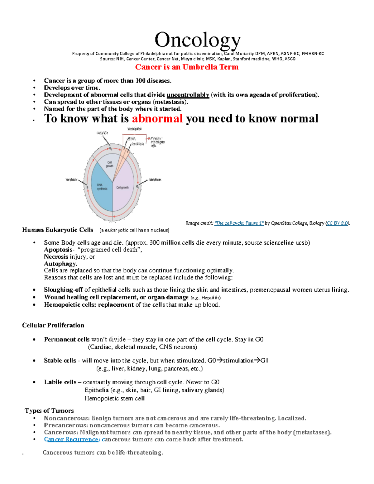 Oncology Study Notes: Comprehensive Overview for DPM Course - Studocu