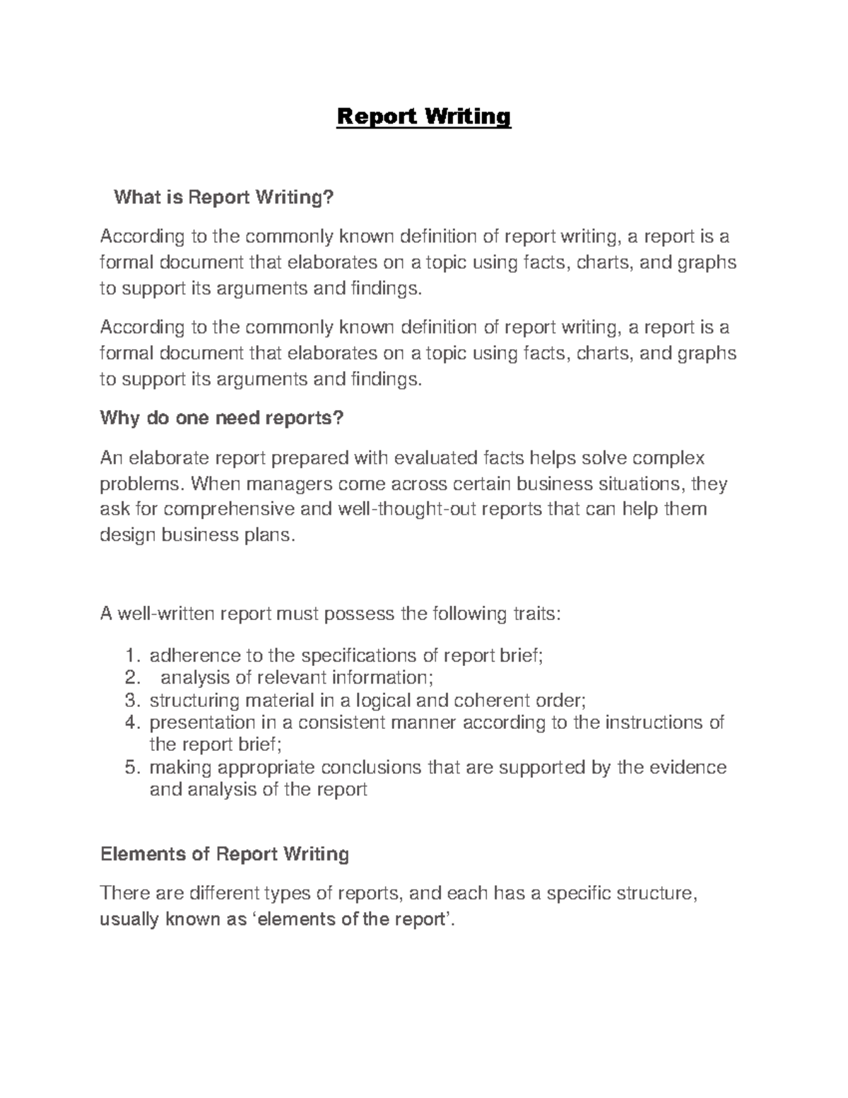 Report writing MCA1A - Report Writing What is Report Writing? According ...