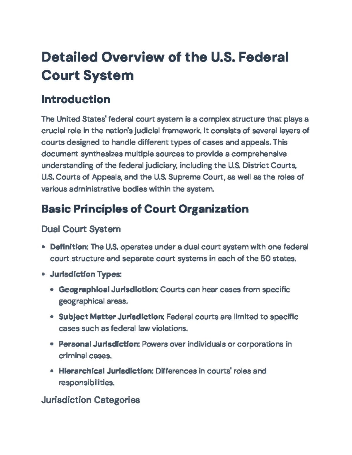 Comprehensive Overview of the U.S. Federal Court System - Detailed ...