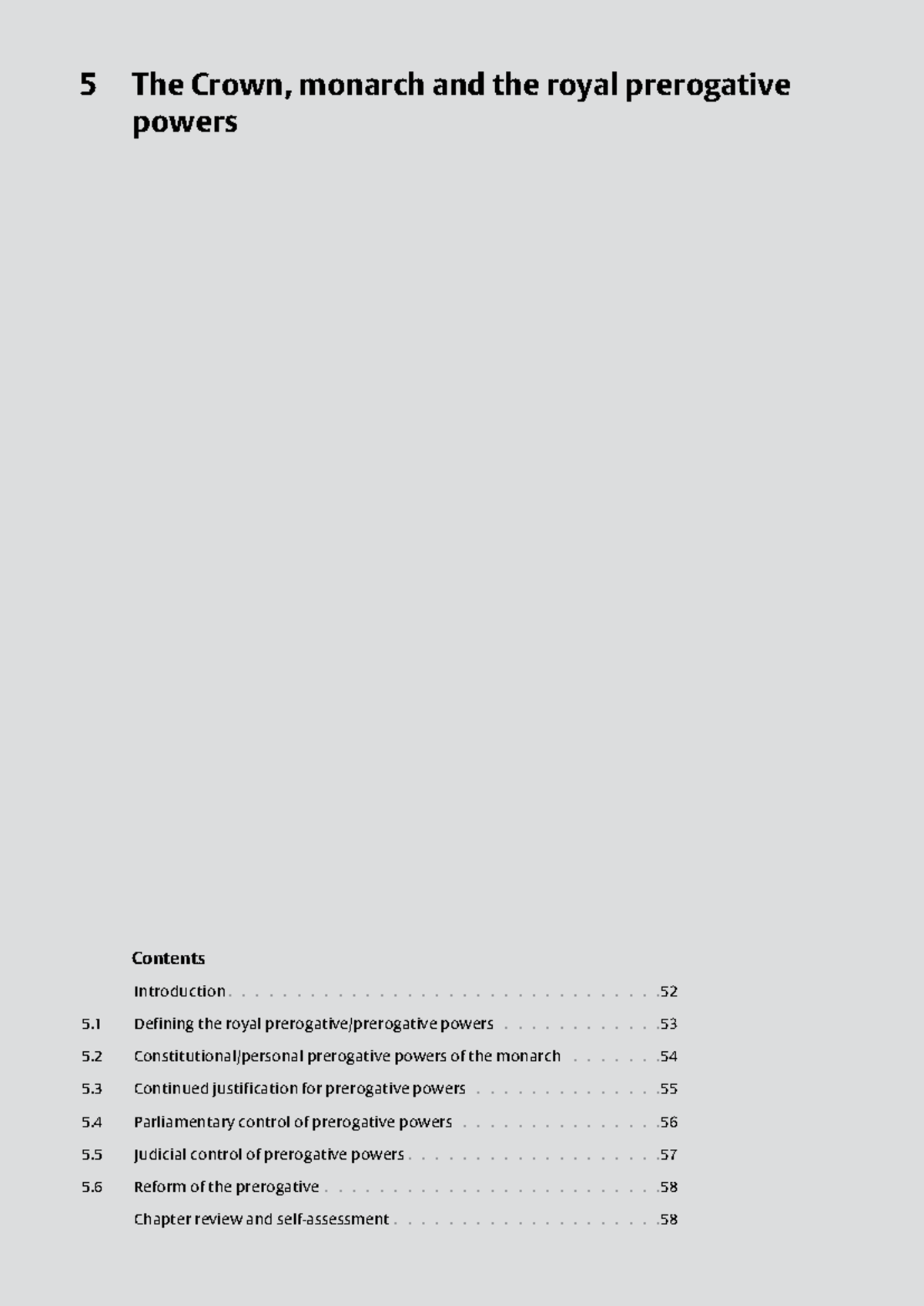 Public Law Reading - Chapter 5: The Crown & Royal Prerogatives - Studocu