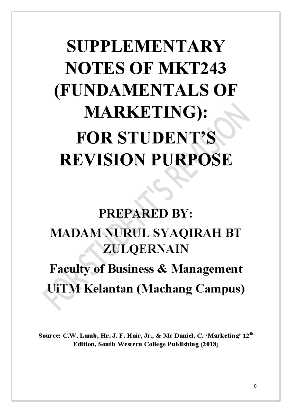 Supplementary Notes for MKT243: Chapter 3 - Consumer Decision Making ...