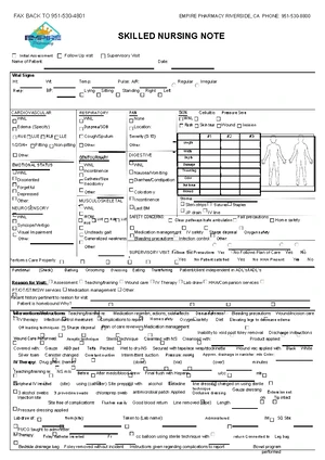 Nursing note sample 01 - skilled nursing assessment and care plan - Studocu