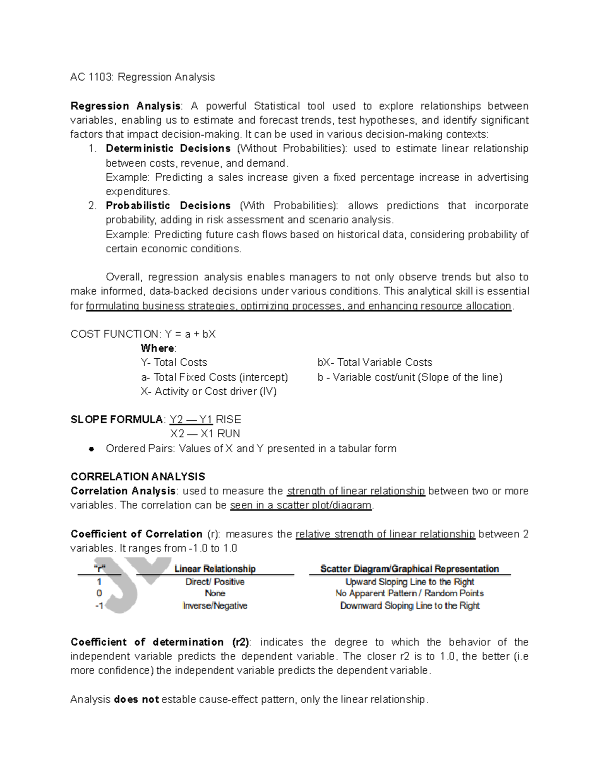 AC 1103 Regression Analysis - AC 1103: Regression Analysis Regression ...