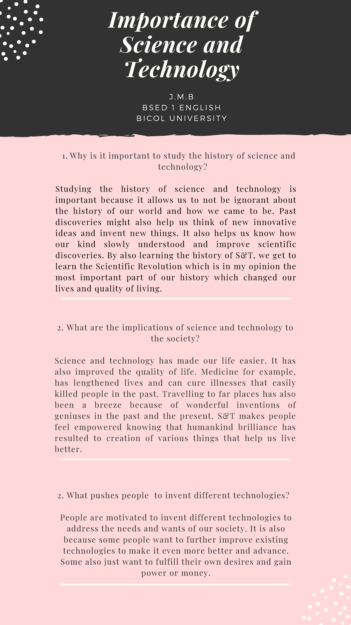 Importance of Science and Technology - M. B B S E D 1 E N G L I S H B I ...