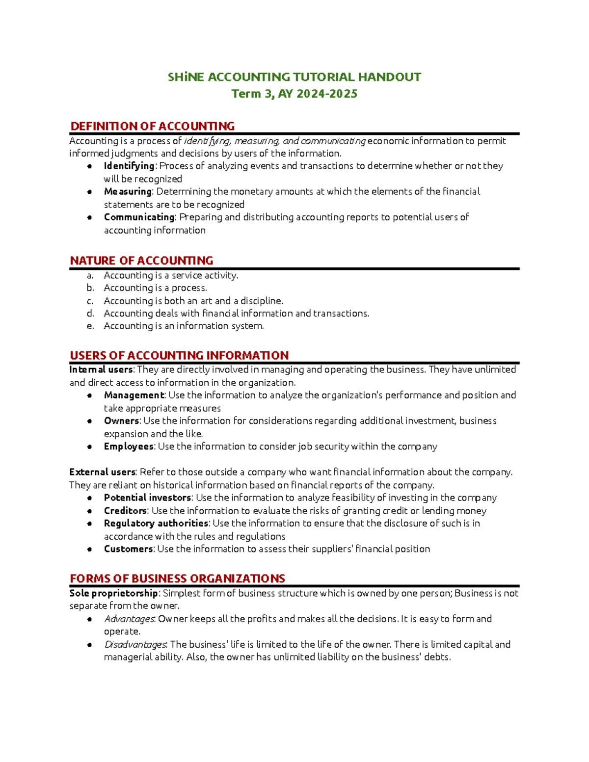 FDNACCT 3 Unit 1: Intro to Accounting Study Guide and Key Concepts ...