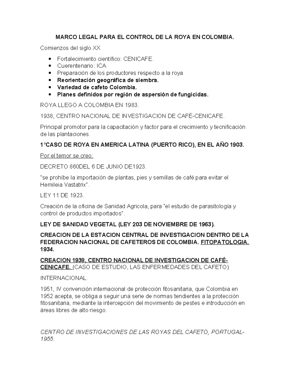 Marco Legal PARA EL Control DE LA ROYA EN Colombia - MARCO LEGAL PARA ...