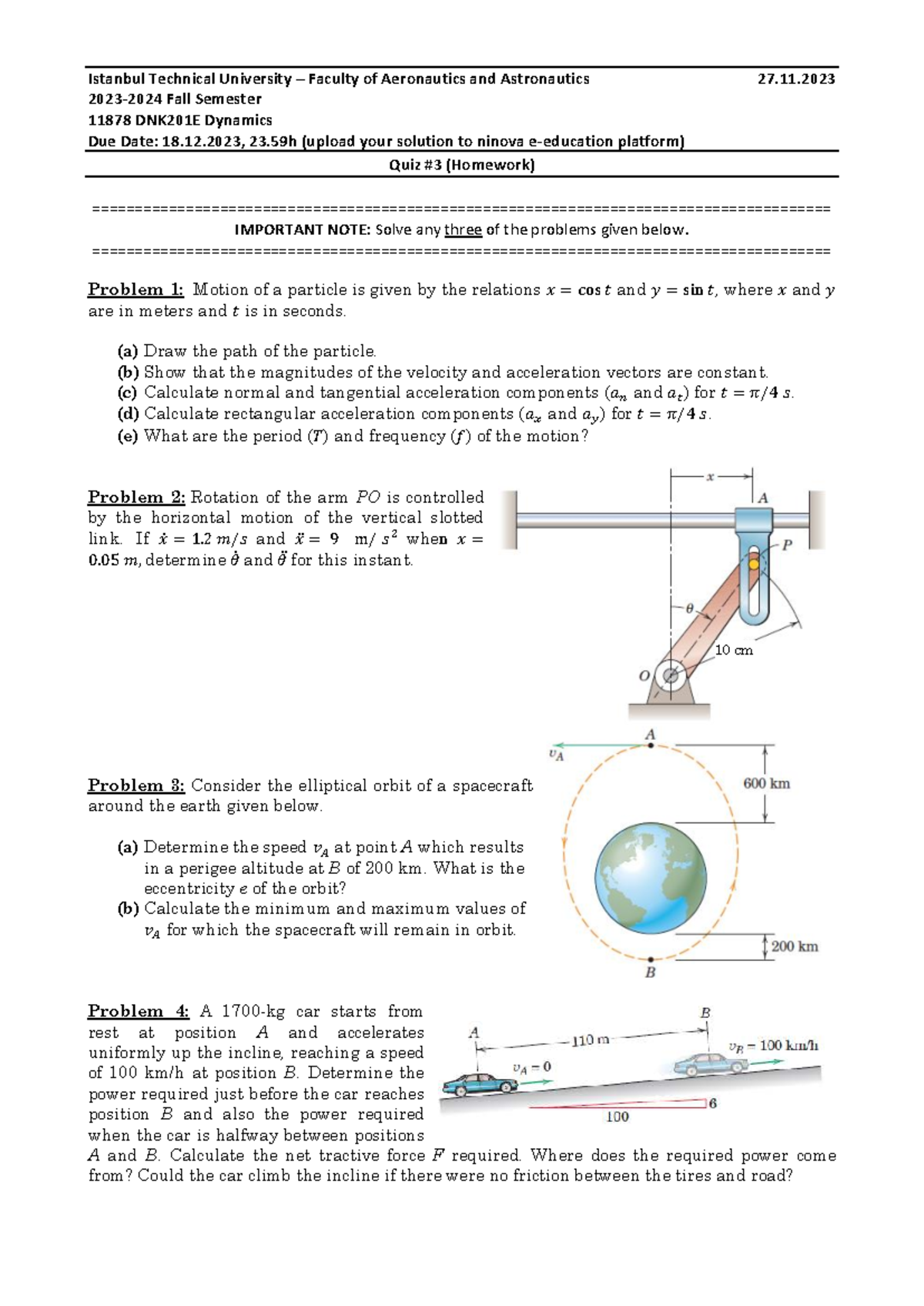 Quiz #3 DNK201E Dynamics Fall 2023-2024 - Studocu