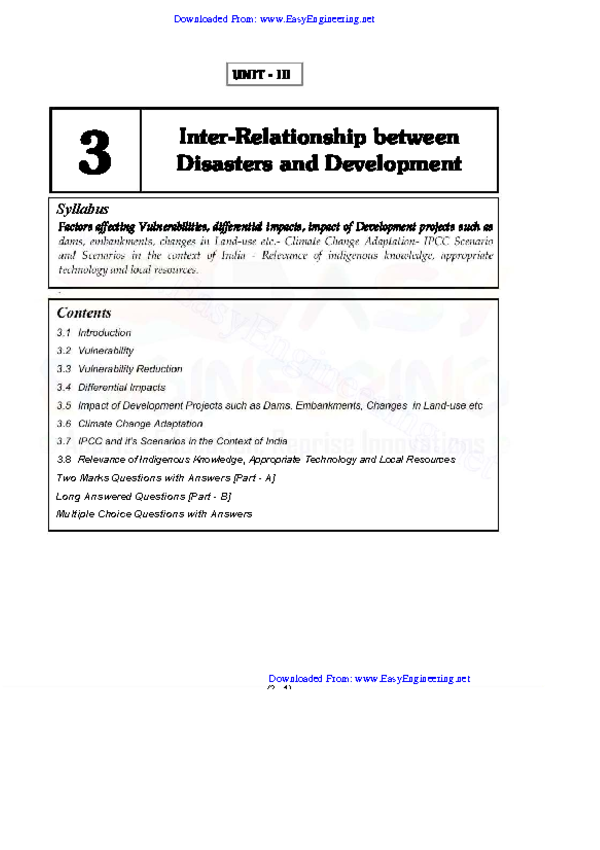 Unit 3 - MX3084 - Inter-Relationship of Disasters & Development Notes ...