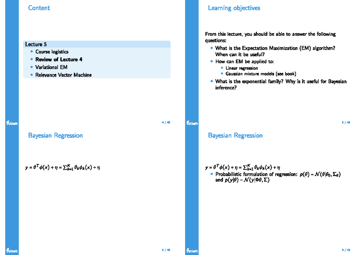 Lecture 5: Learning Objectives on EM Algorithm and Bayesian Regression ...