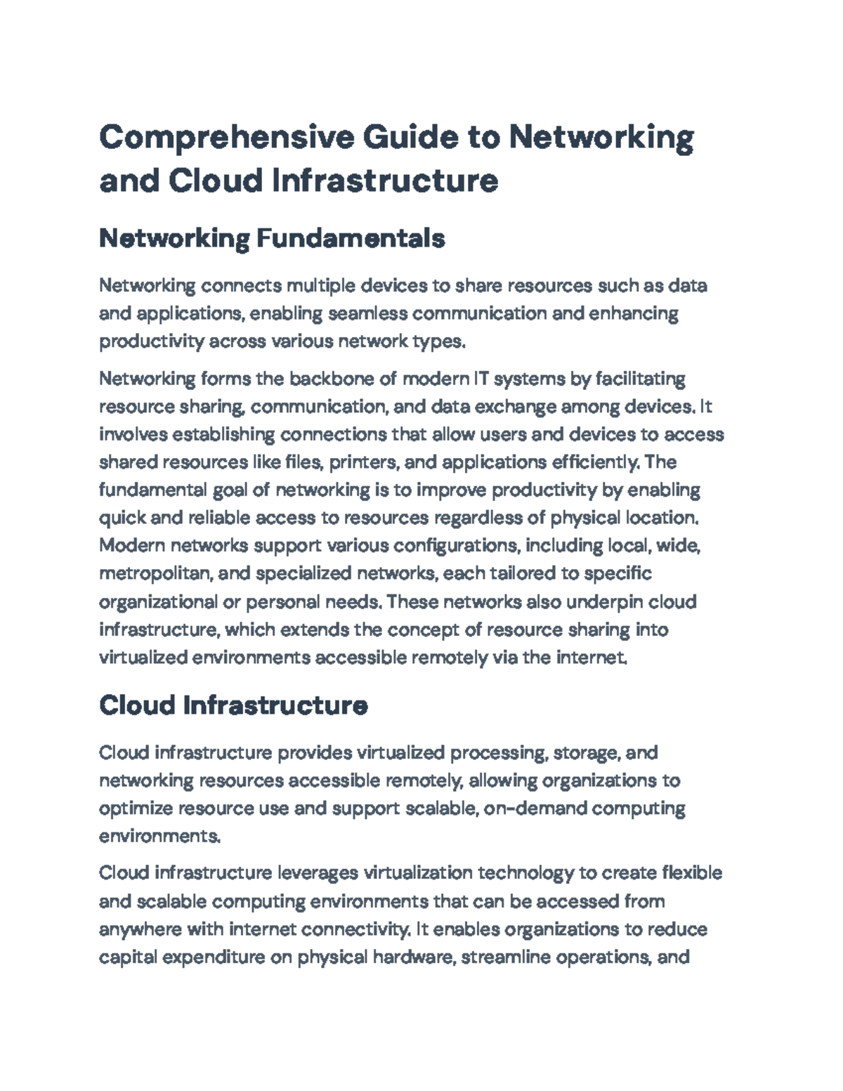 Comprehensive Guide to Networking & Cloud Infrastructure (IT 101) - Studocu