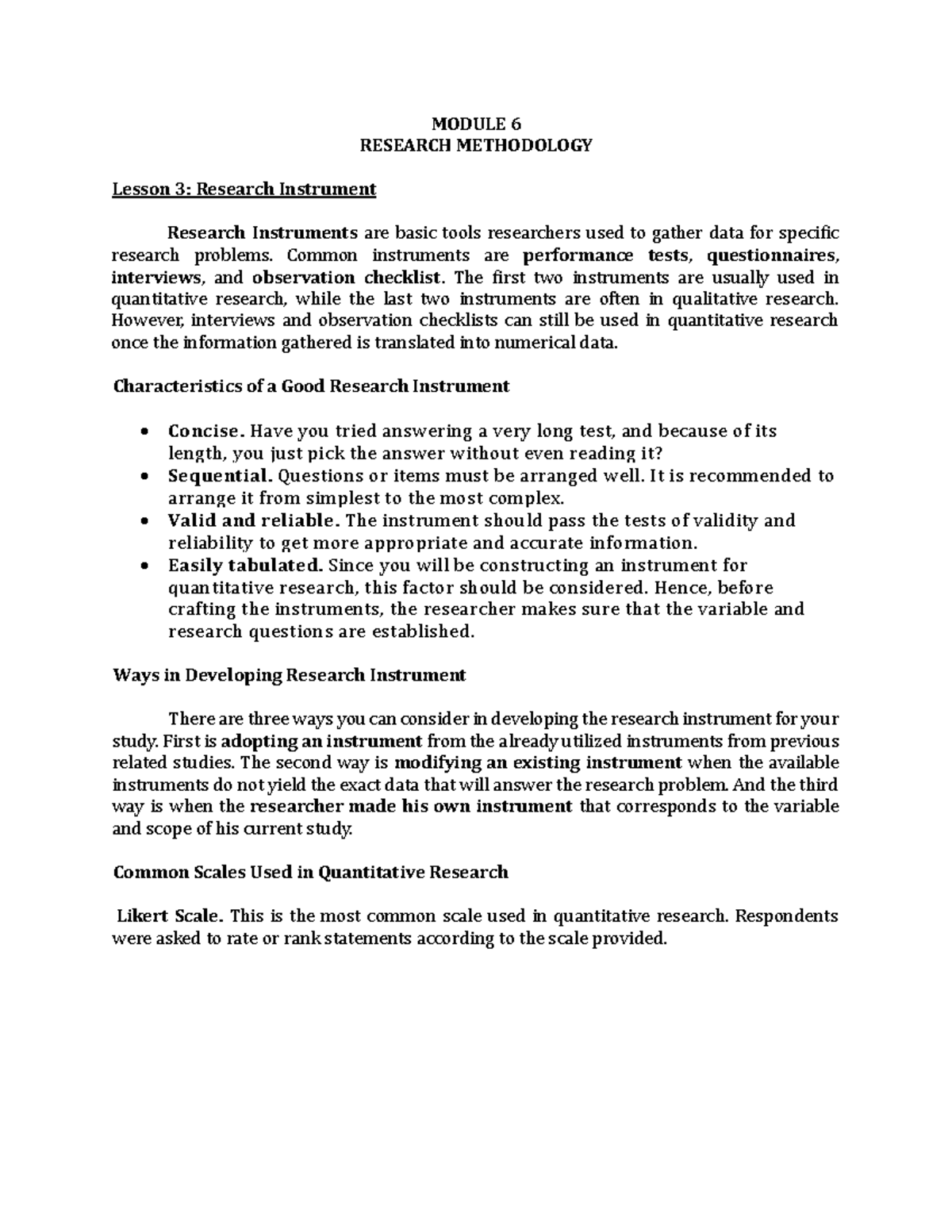 Midterm Notes on Research Methodology: Instruments & Data Collection ...