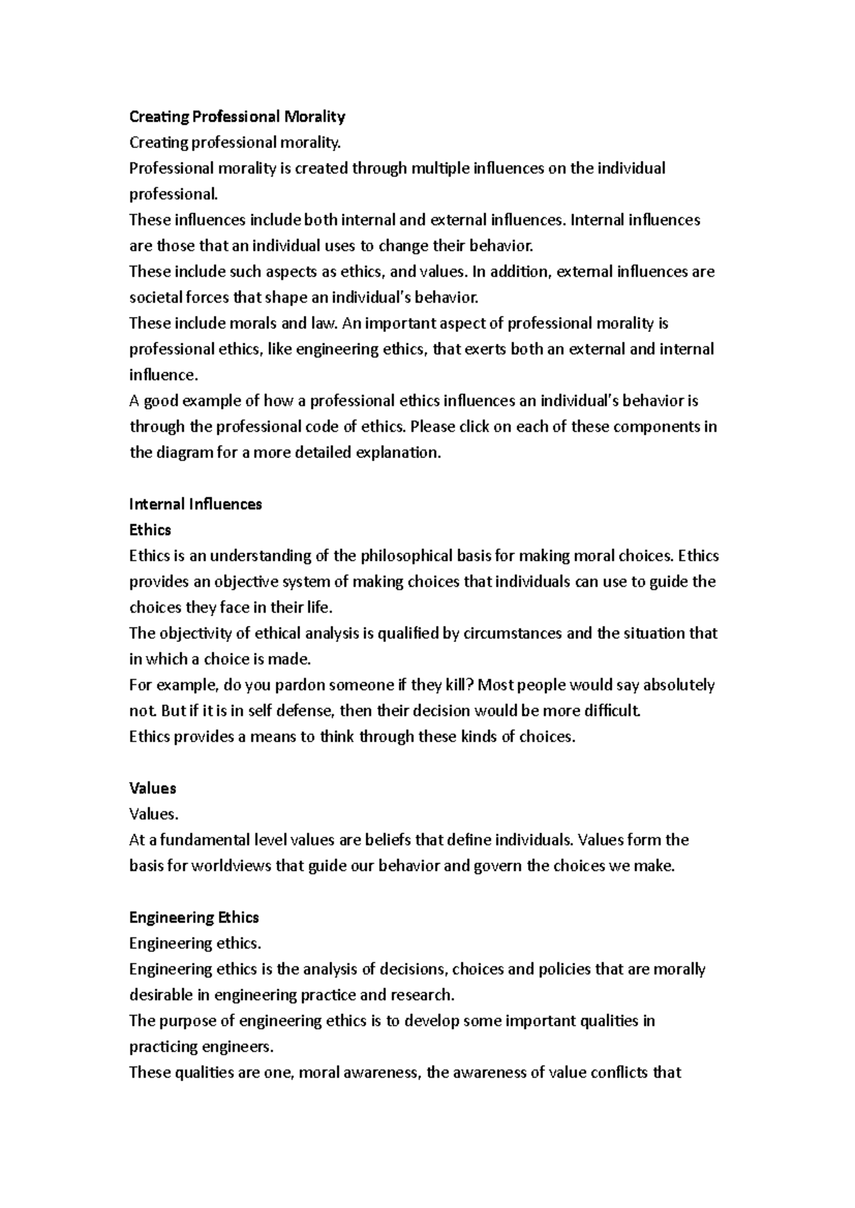 Ethics and Values in Professional Morality: A Comprehensive Guide - Studocu