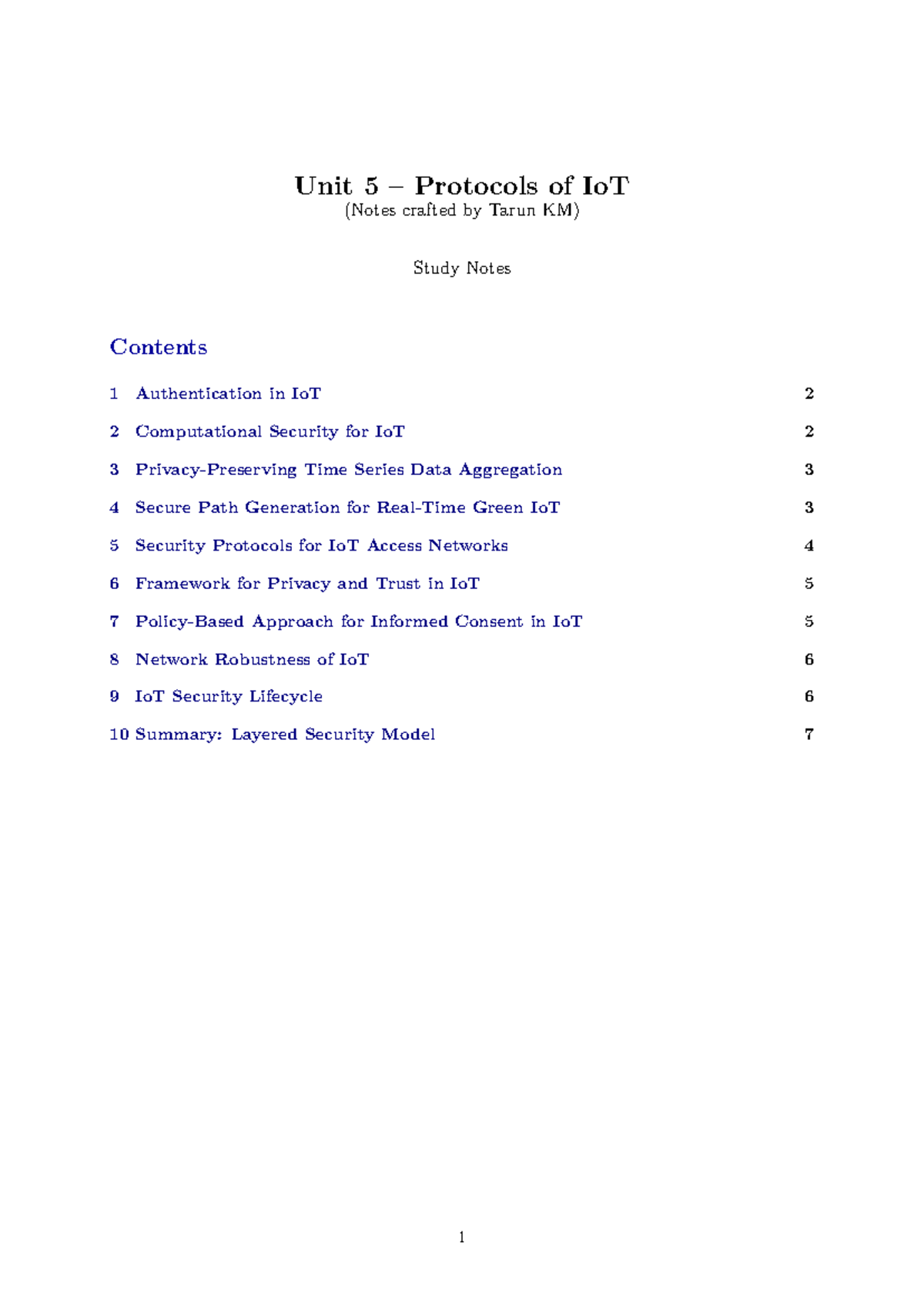 Unit 5 Study Notes: IoT Protocols and Security Mechanisms - Studocu