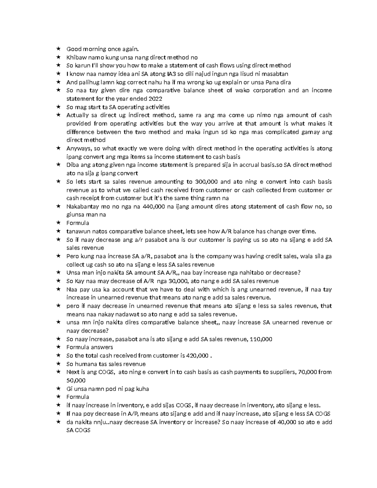 Cash Flow Statement Preparation Using Direct Method - Inbound 206251 ...