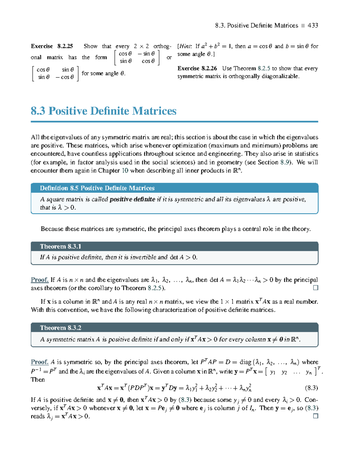 8.3 Positive Definite Matrices - Key Theorems and Examples - Studocu
