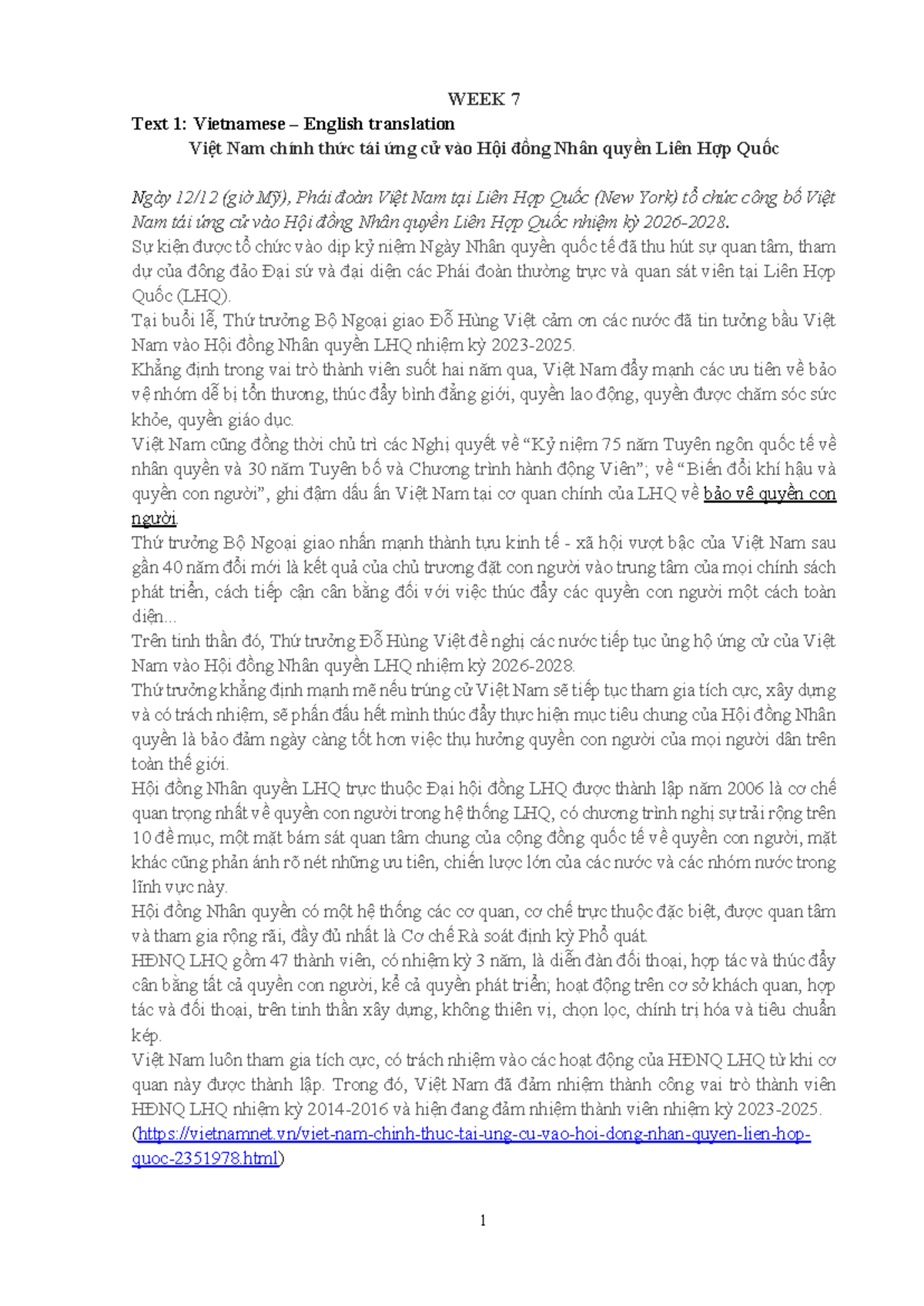 WEEK 7 - Vietnamese to English Translation Practice 2 - Studocu