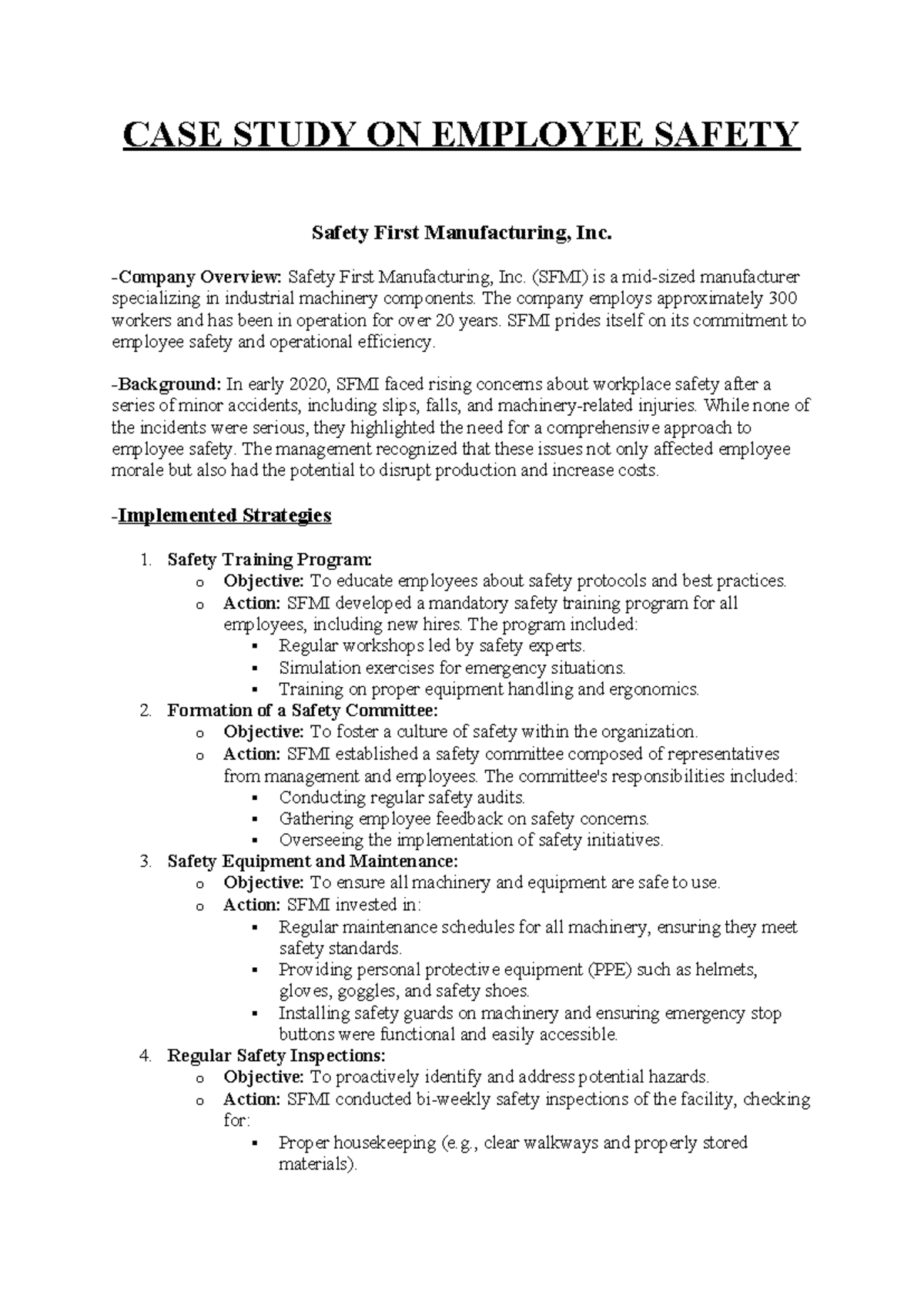 CASE Study ON Employee Safety - CASE STUDY ON EMPLOYEE SAFETY Safety ...
