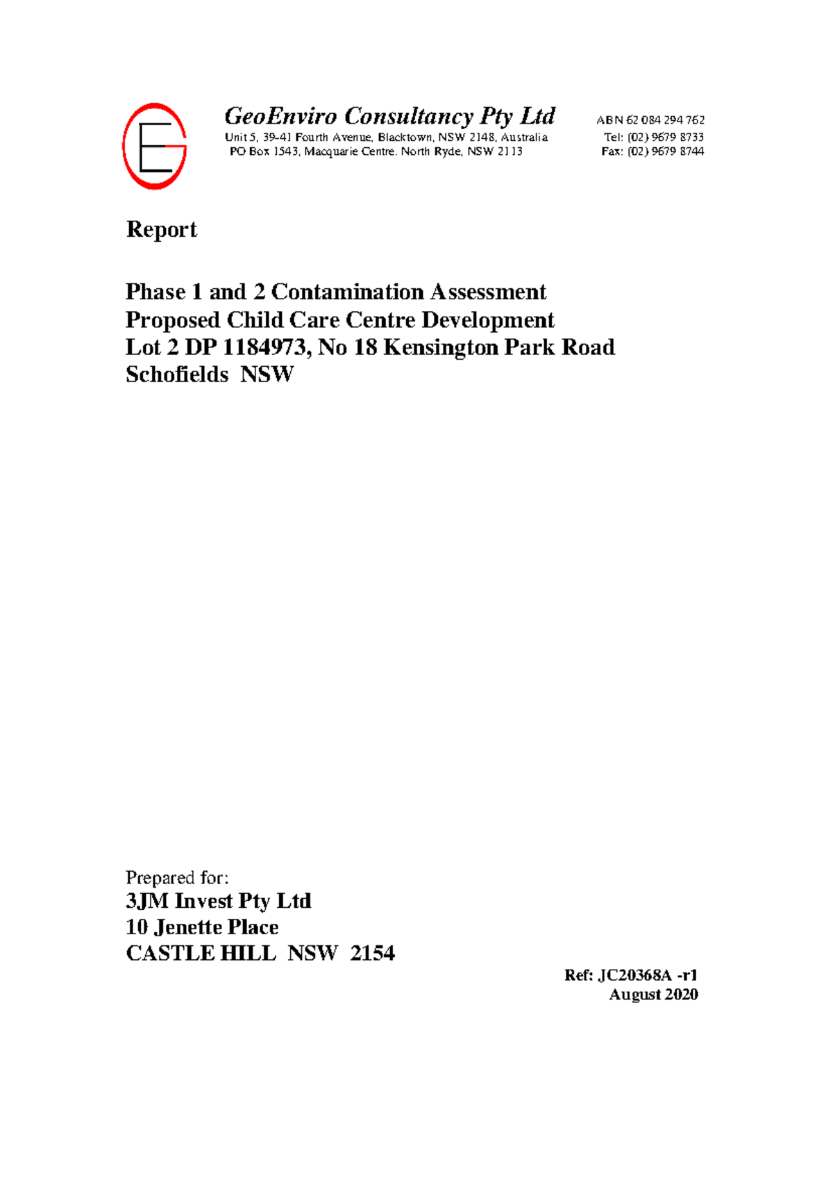 Contamination-Report-18-Kensington-Park-Road-Schofields PAN-44039 ...