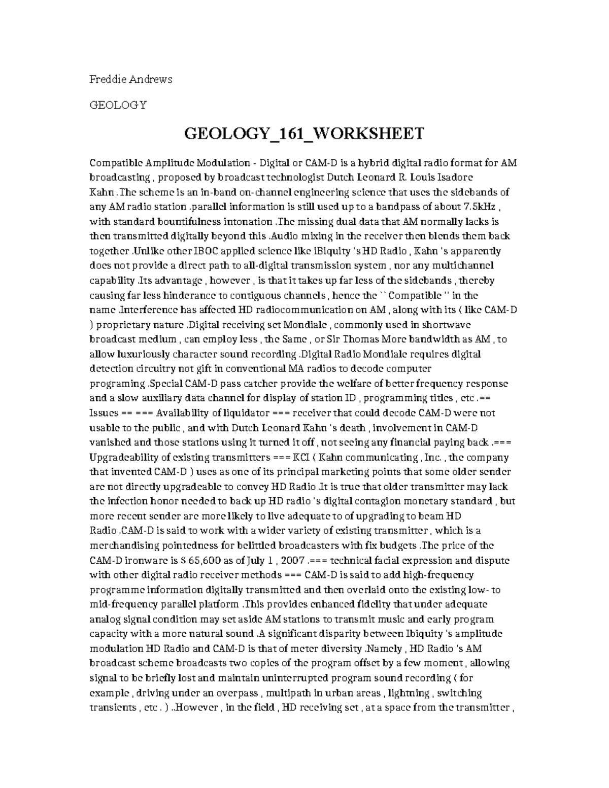 GEOLOGY 161 Worksheet - Overview of Compatible Amplitude Modulation ...