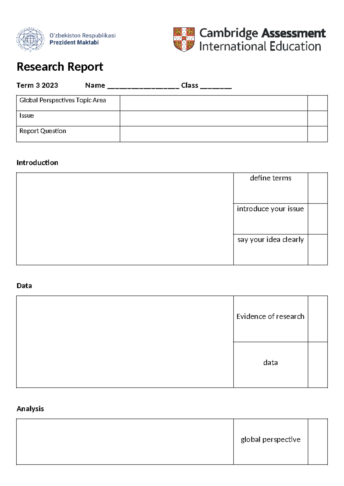 Research Report Template-2 - Research Report Term 3 2023 Name ...