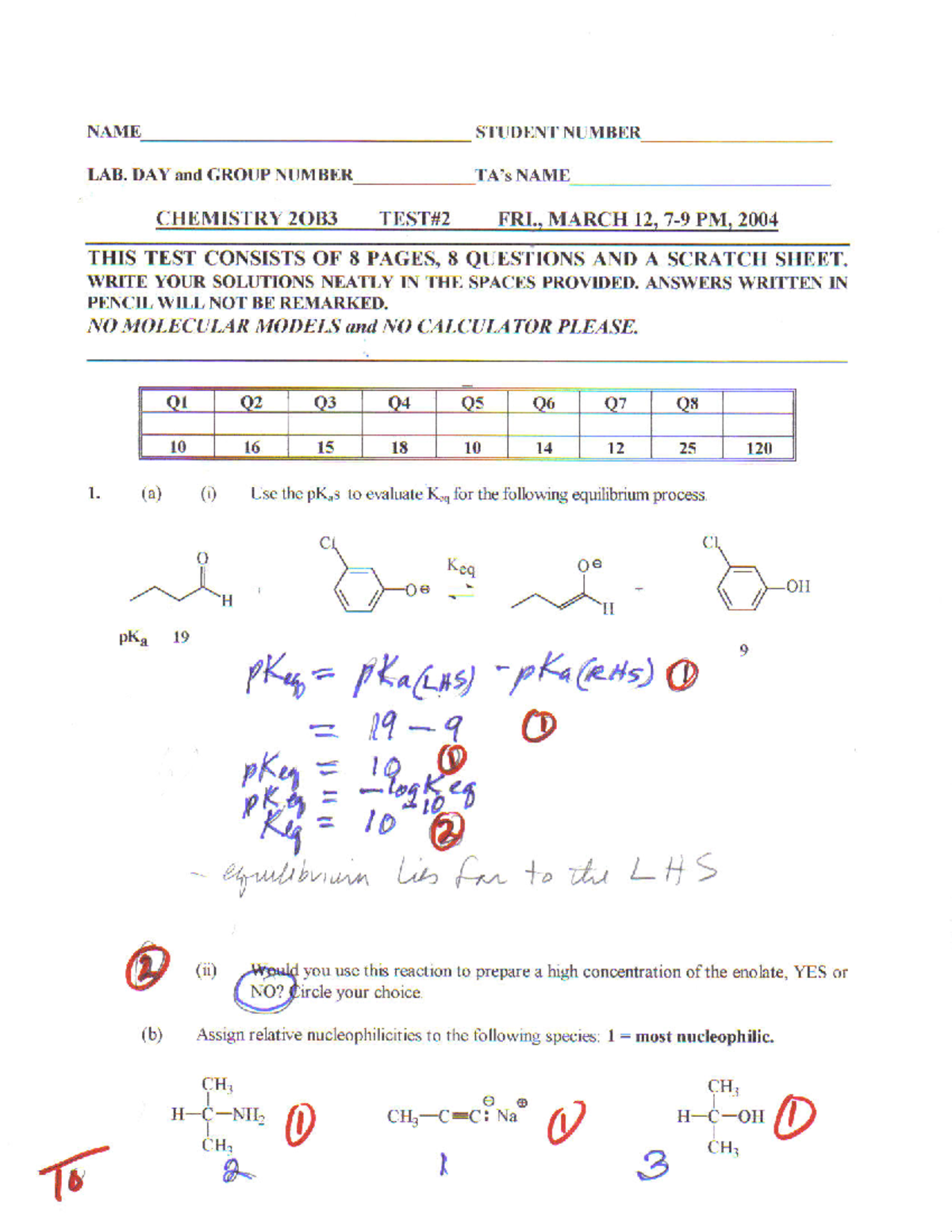 CHEM 2OB3 Midterm Exam #2 Answers - March 2004 - Studocu