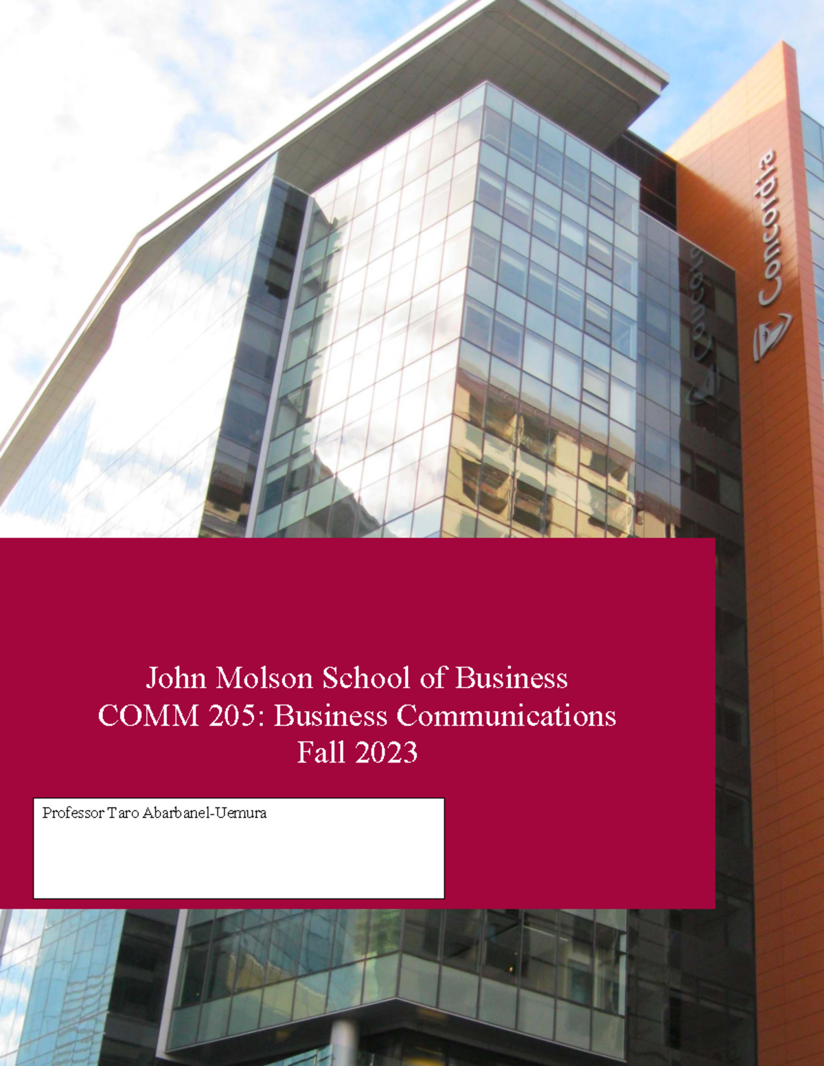 COMM 205: Business Communications Course Outline - Fall 2023 - Studocu