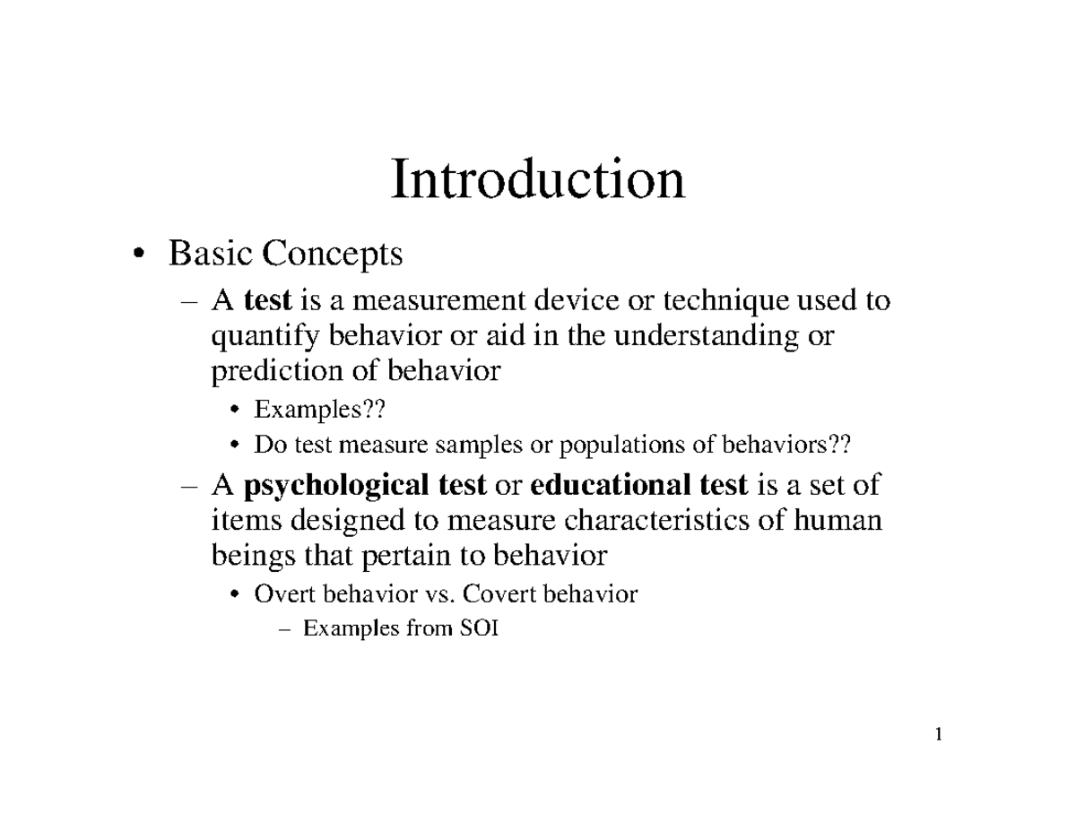 Psychological Testing: Overview, History, and Applications (PSY 101 ...