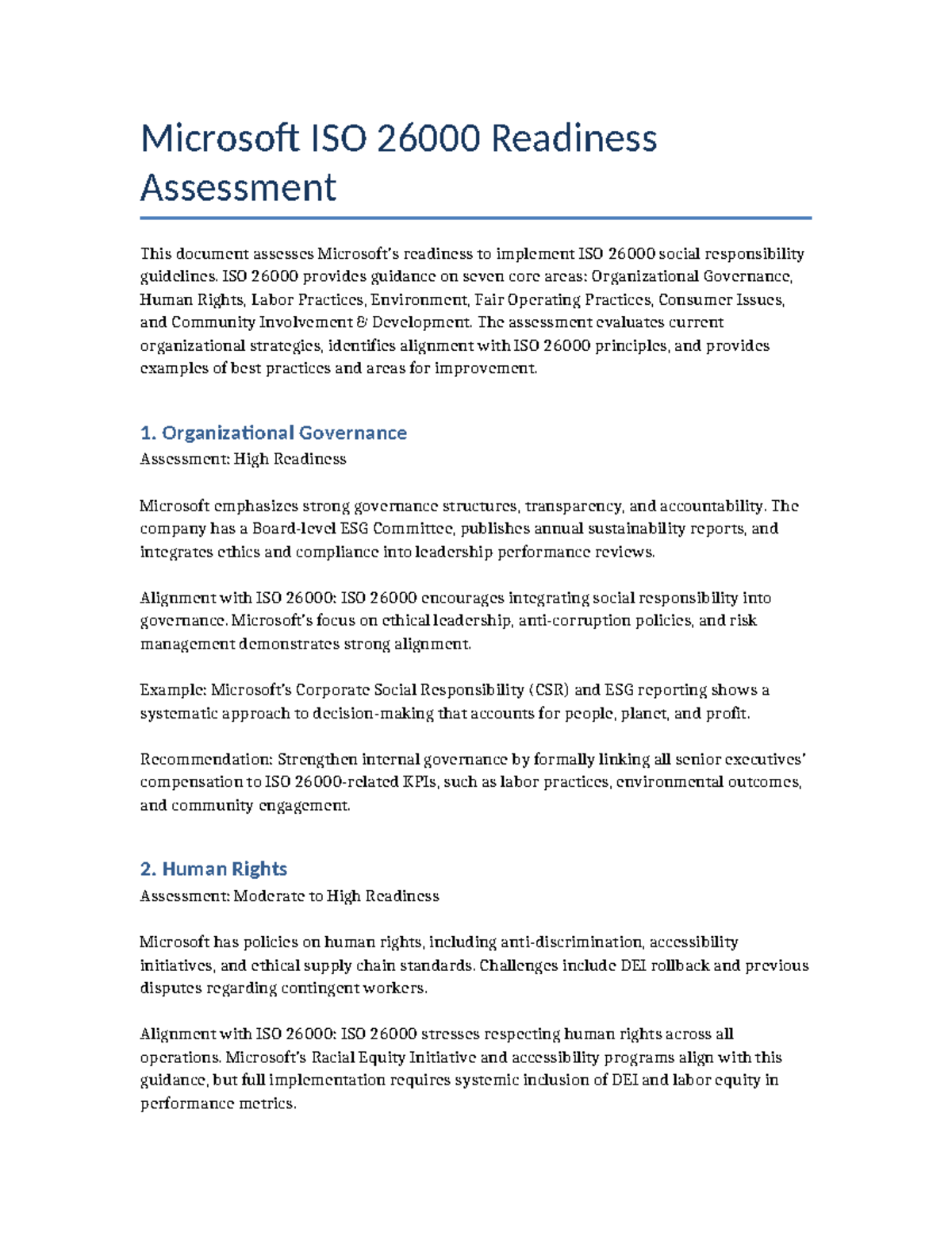 Microsoft ISO Readiness Assessment: Week 6-1 Discussion on Global ...