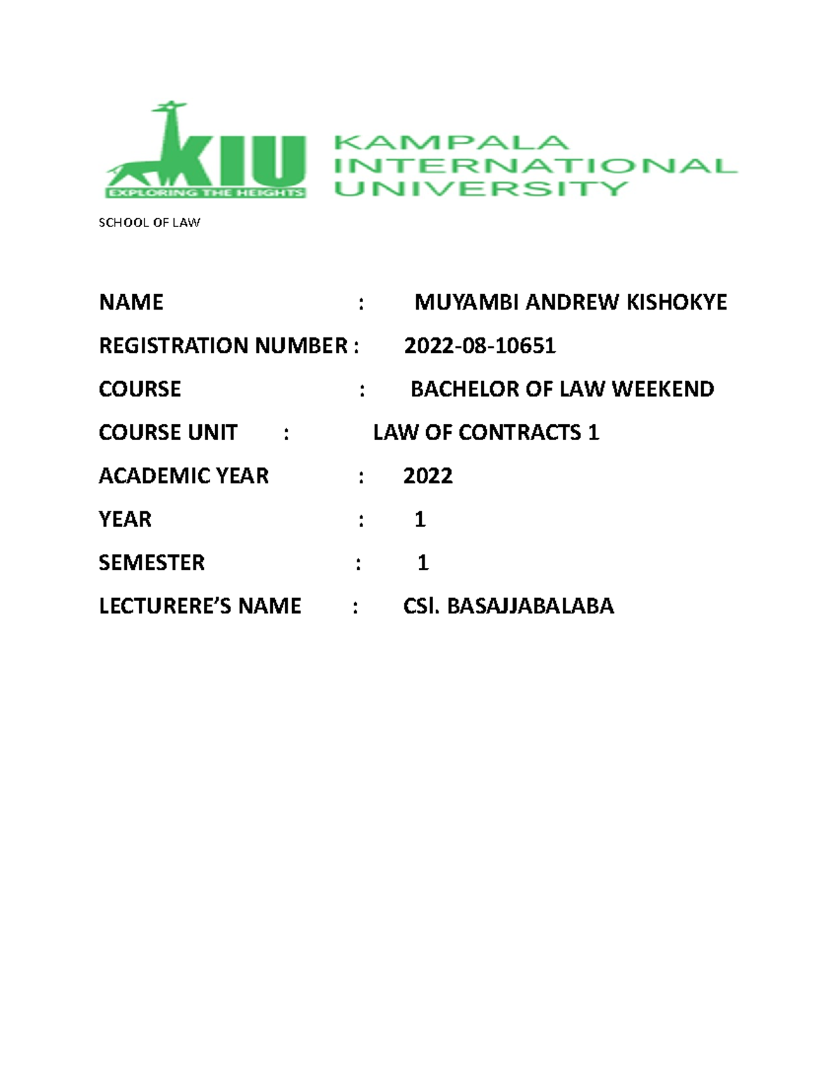 Law of Contracts 1 - Key Concepts and Case Analysis Notes - Studocu