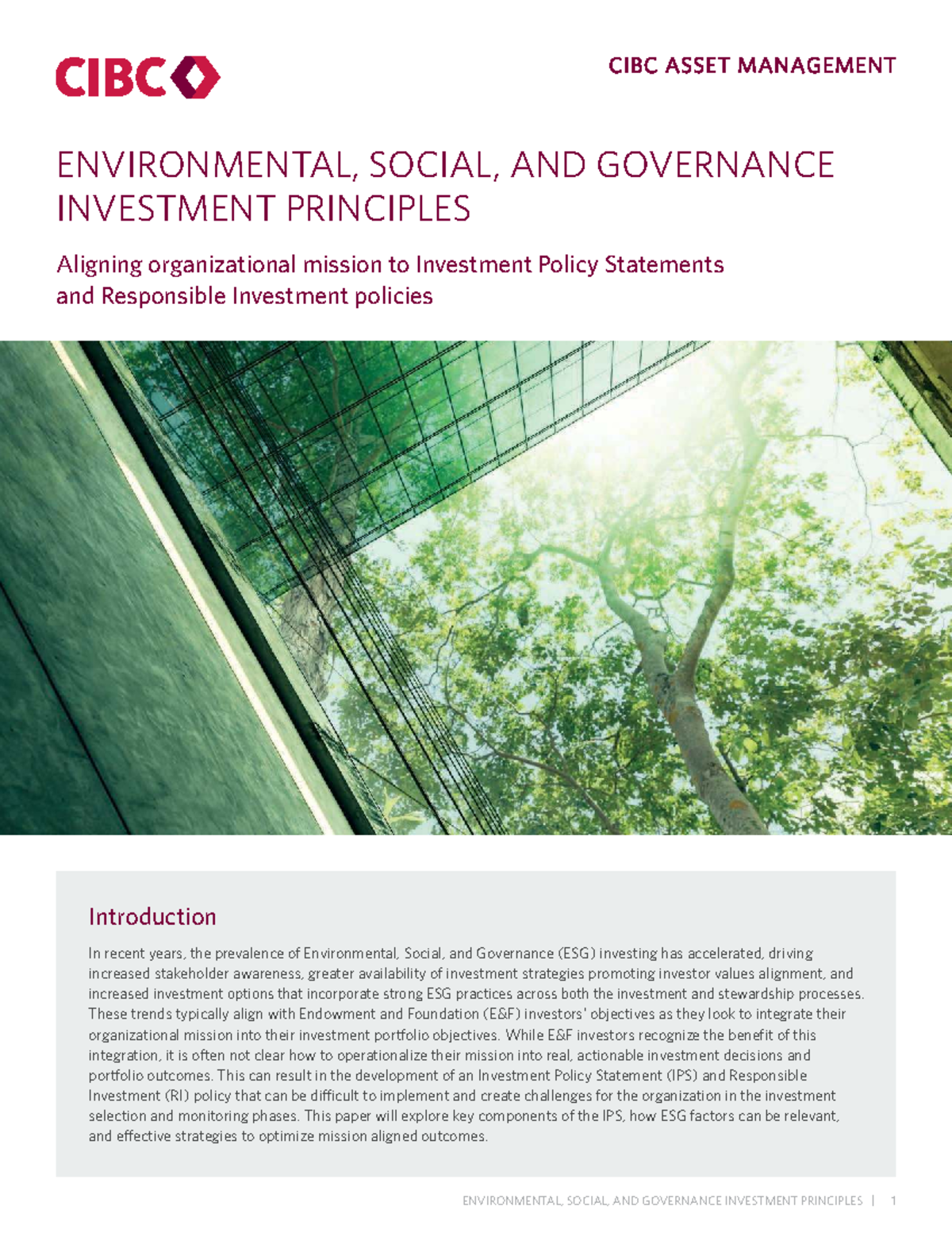 CIBC ESG Mission Alignment: Investment Policy Statement Insights - Studocu