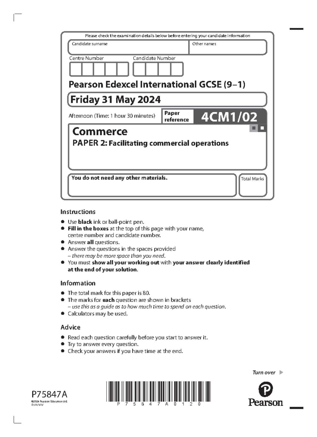 Commerce IGCSE PAPER 2: Facilitating Commercial Operations Exam Details ...