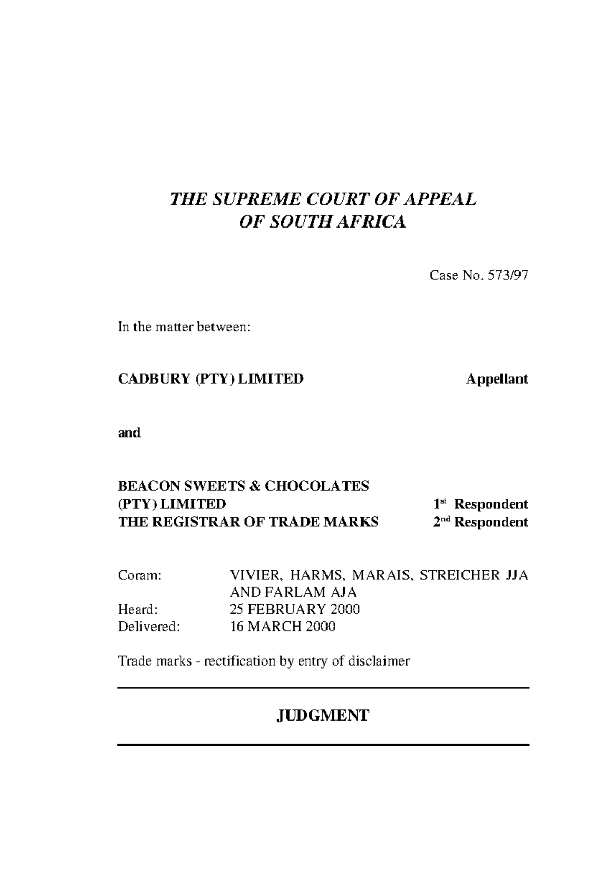Beacon - Case Law Analysis: Cadbury vs. Beacon Trade Mark Dispute - Studocu