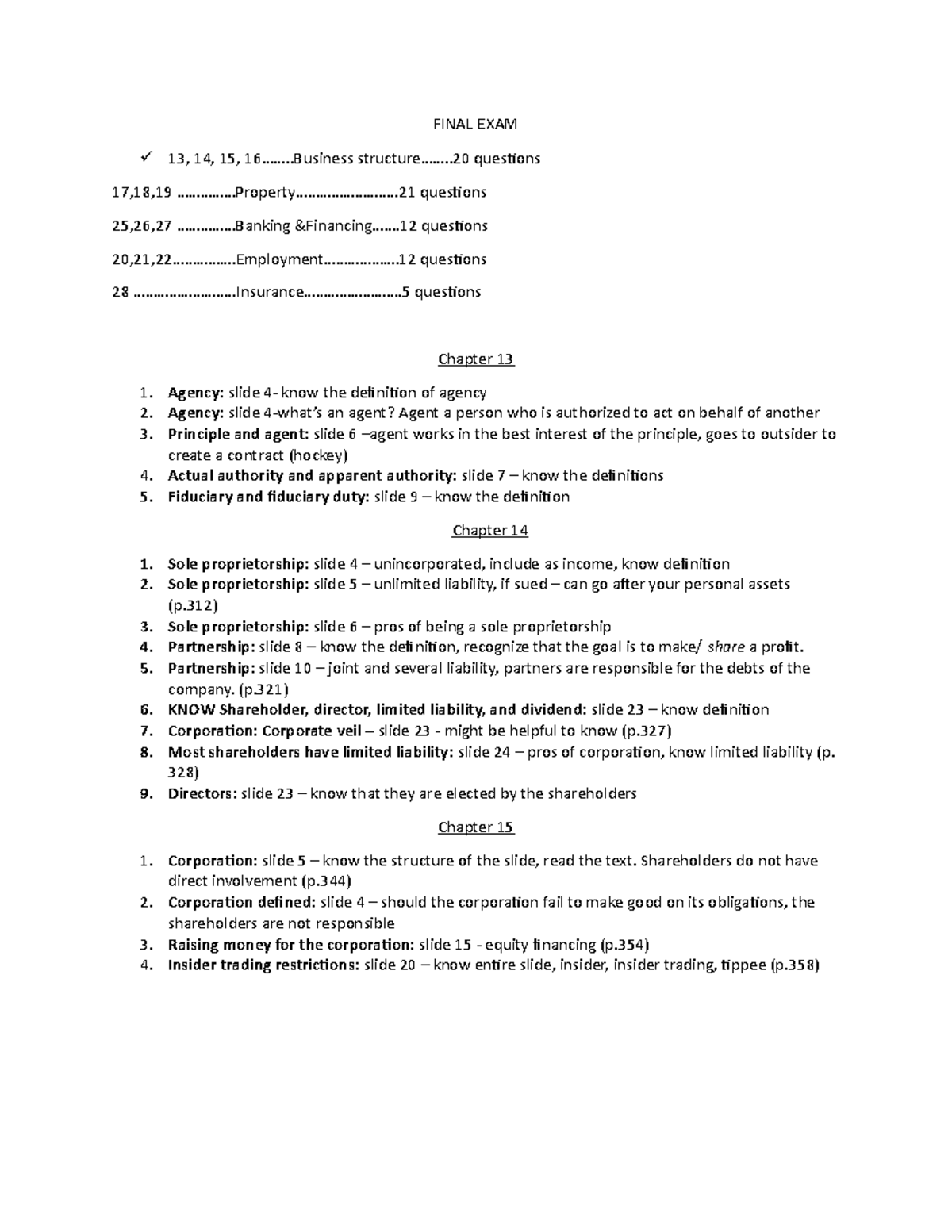 LAW Final Exam Review: Key Topics and Case Summaries - Studocu