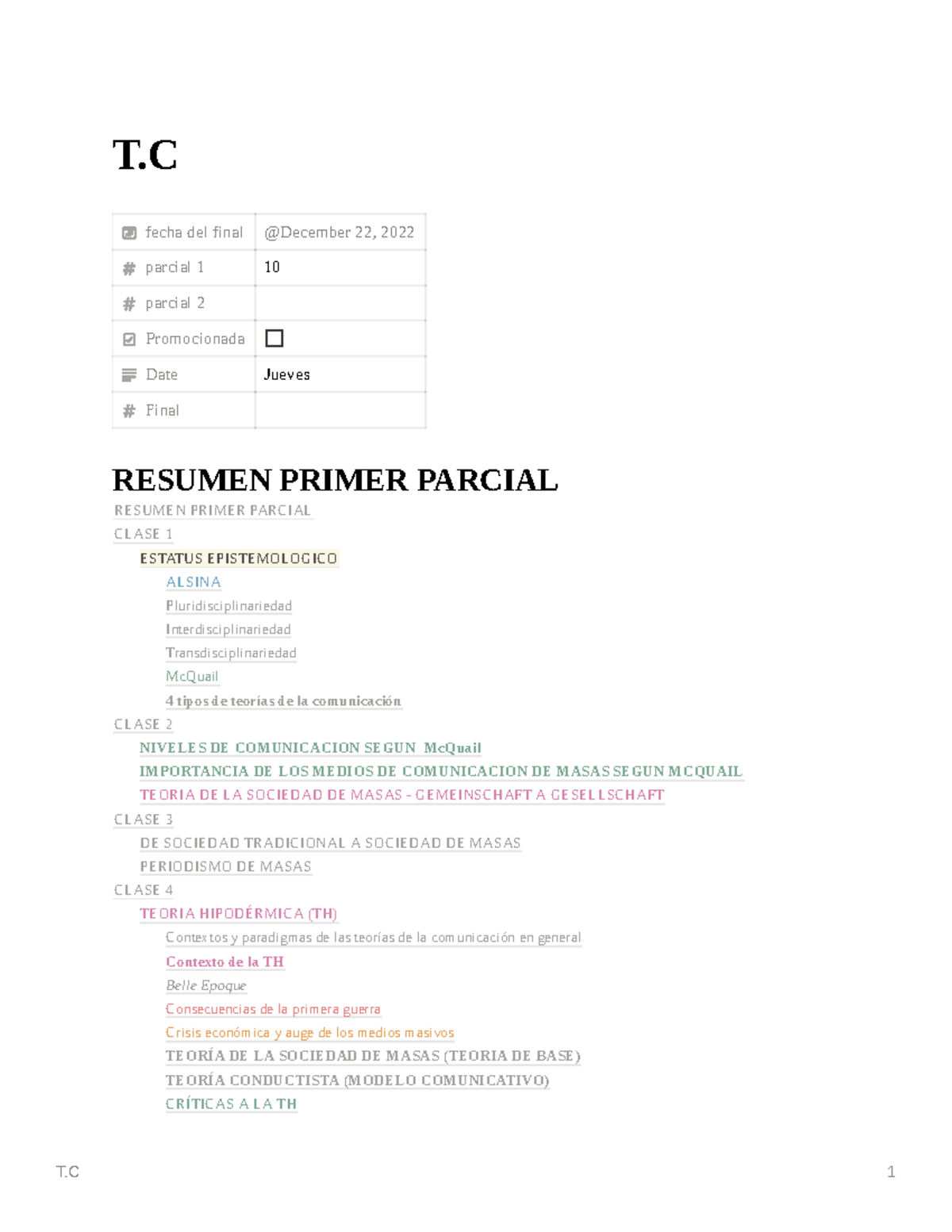 T - primer cuatri teoria de la comunicacion - T fecha del final parcial ...