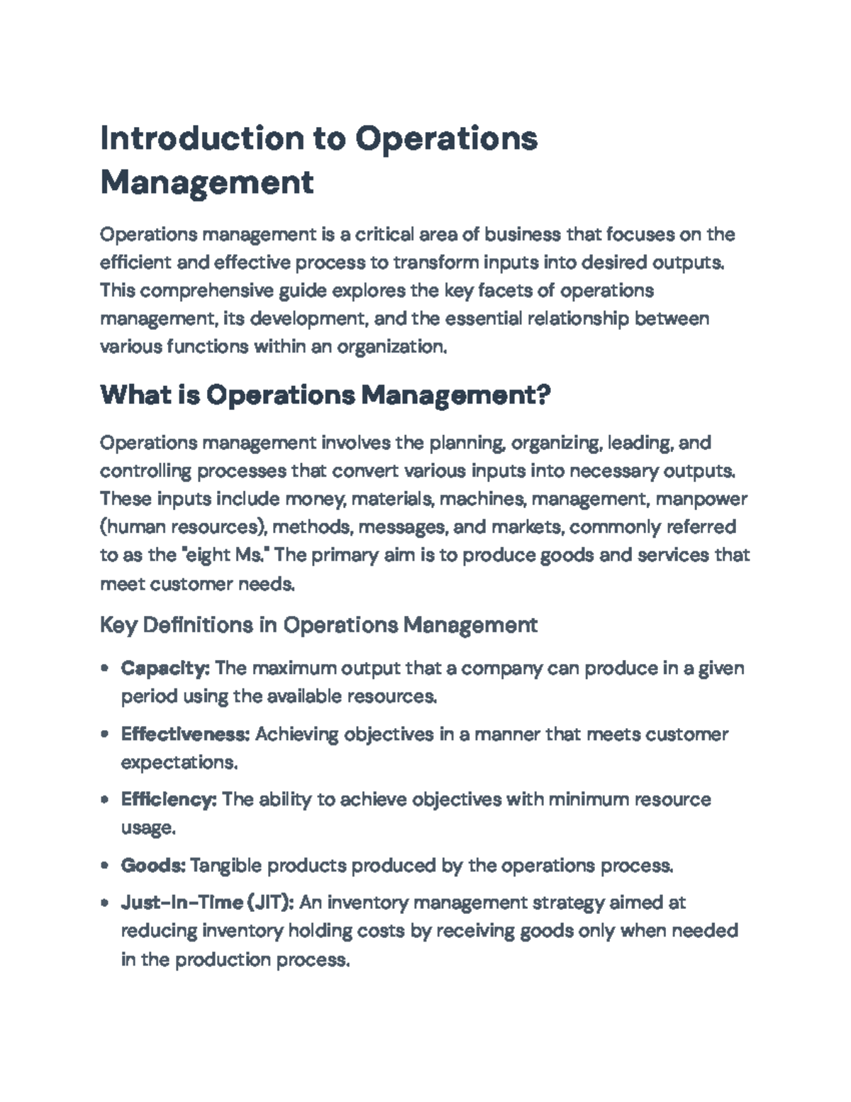 Overview of Operations Management: Key Concepts & Importance (OM101 ...