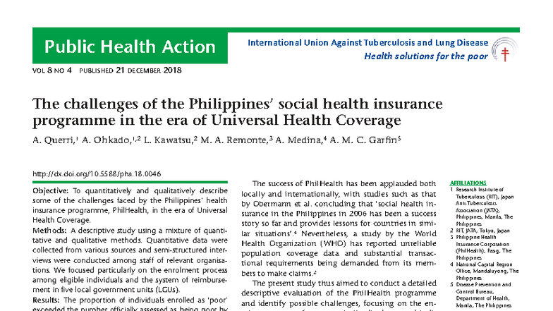 PhilHealth Challenges in UHC: A Descriptive Study on Enrollment and ...