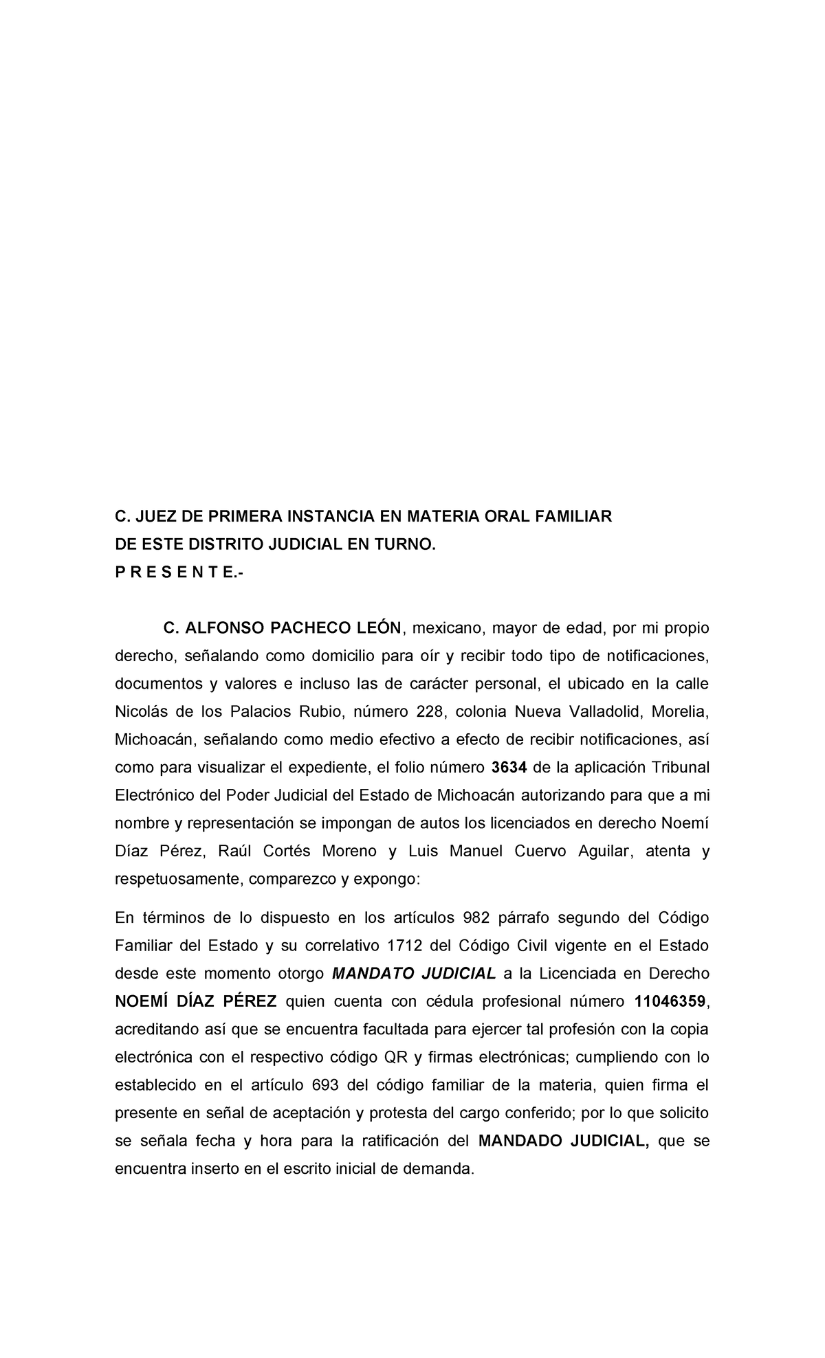 Levantamiento del Acta de Defunción - C. A. PACHECO (Código Familiar