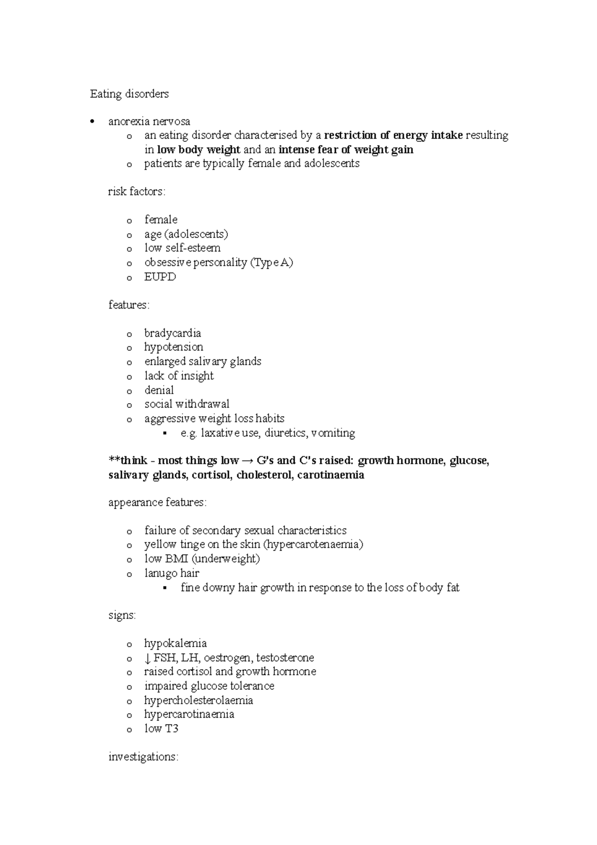 Eating Disorders: Anorexia and Bulimia Overview (Final Exam Notes ...