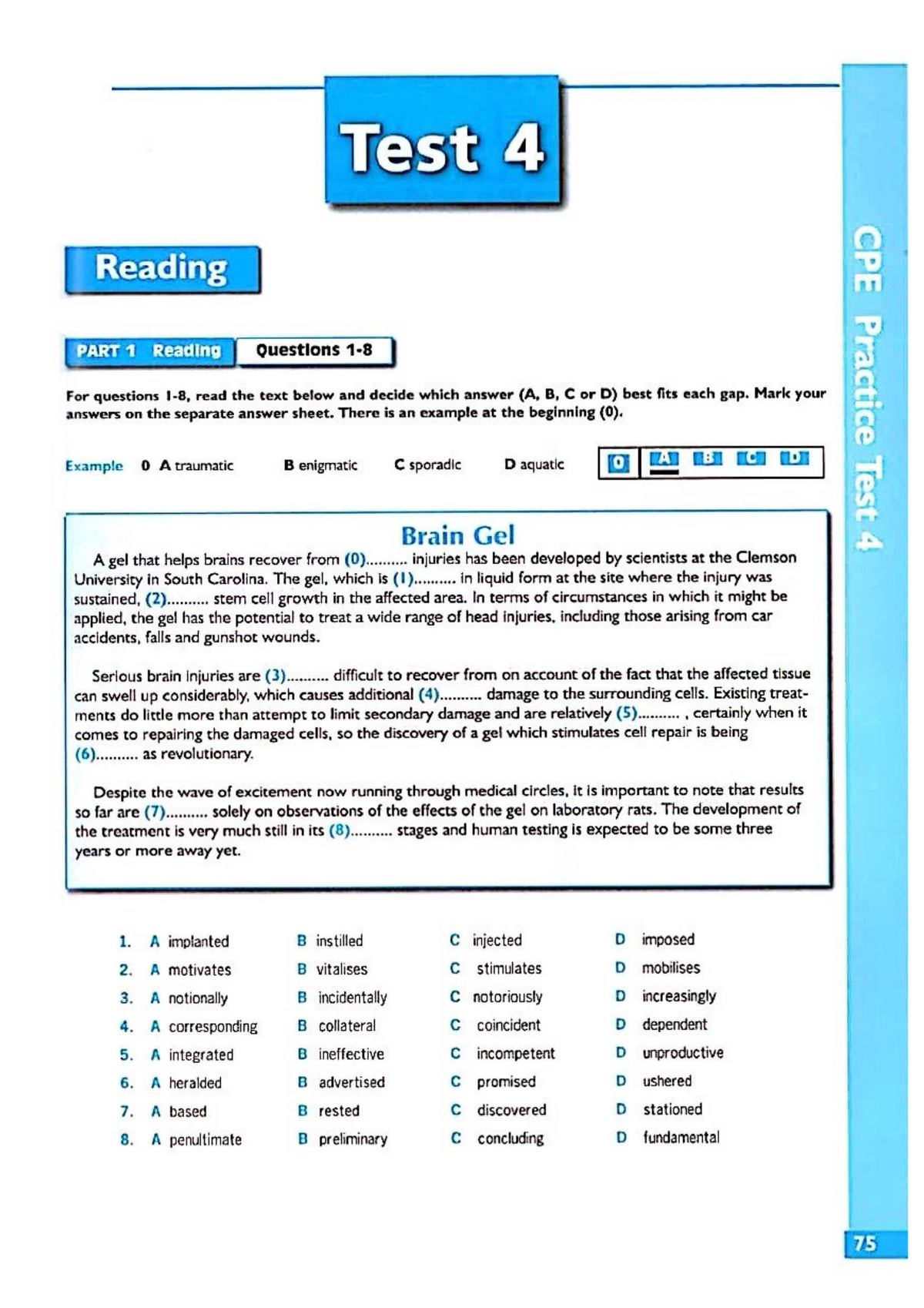 CPE Practice Test 4 Reading Questions and Answers - Studocu