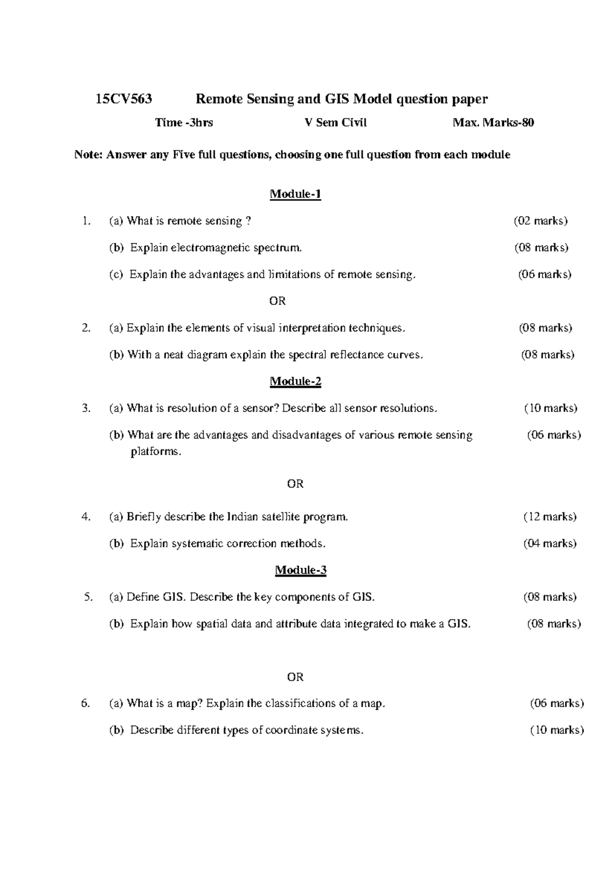 15CV563 - Notes - 15CV563 Remote Sensing and GIS Model question paper ...