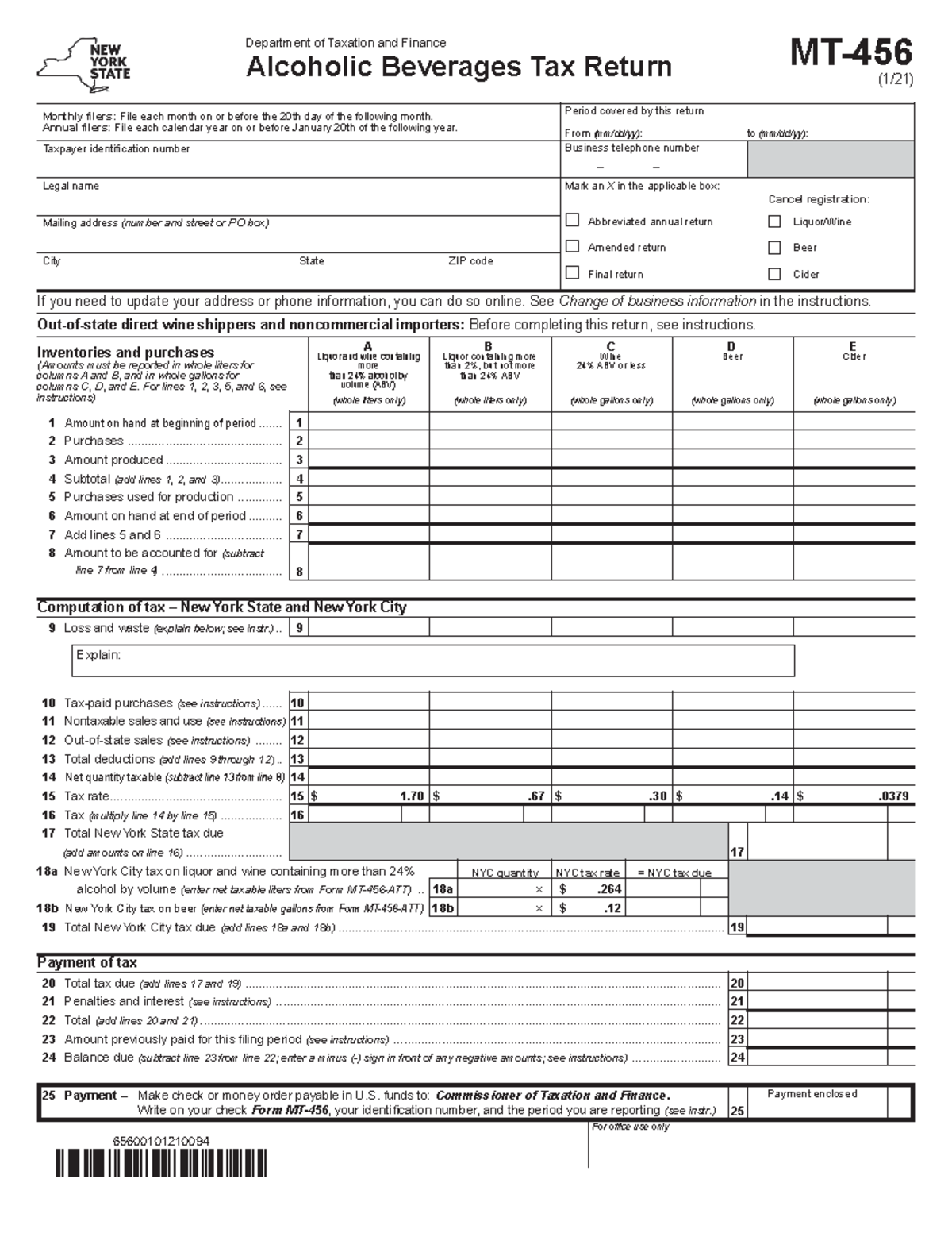 MT-456 Alcohol Beverages Tax Return Form - Fillable Version - Studocu