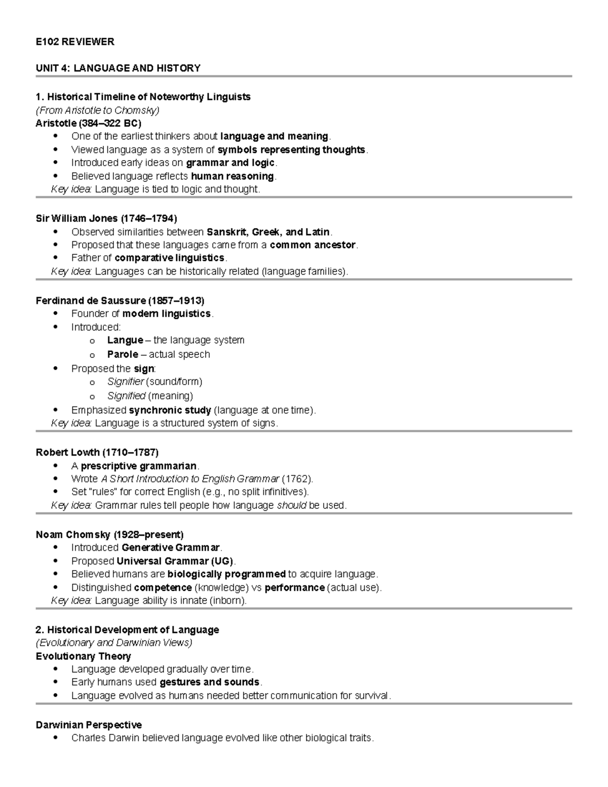 E102 REVIEWER: LANGUAGE AND HISTORY UNIT 4 & 5 OVERVIEW - Studocu